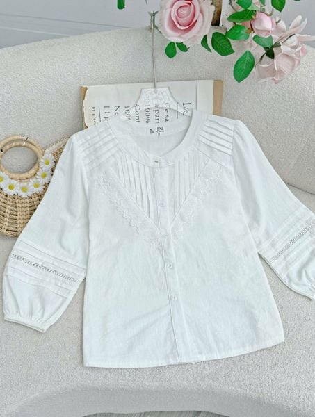 Áo Cotton Bột Thiết Kế TuTu Store Phù Hợp Đi Làm Dành Cho Nữ - Mã AS614