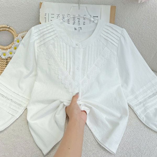 Áo Cotton Bột Thiết Kế TuTu Store Phù Hợp Đi Làm Dành Cho Nữ - Mã AS614