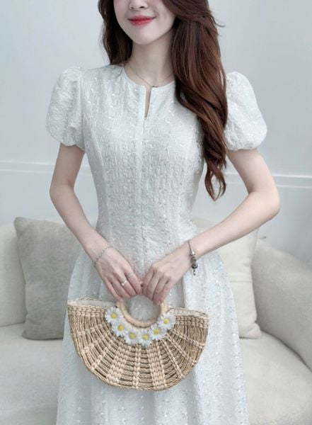 Đầm Tơ Thêu Thiết Kế TuTu Store Phù Hợp Đi Làm Dành Cho Nữ - Mã D1320