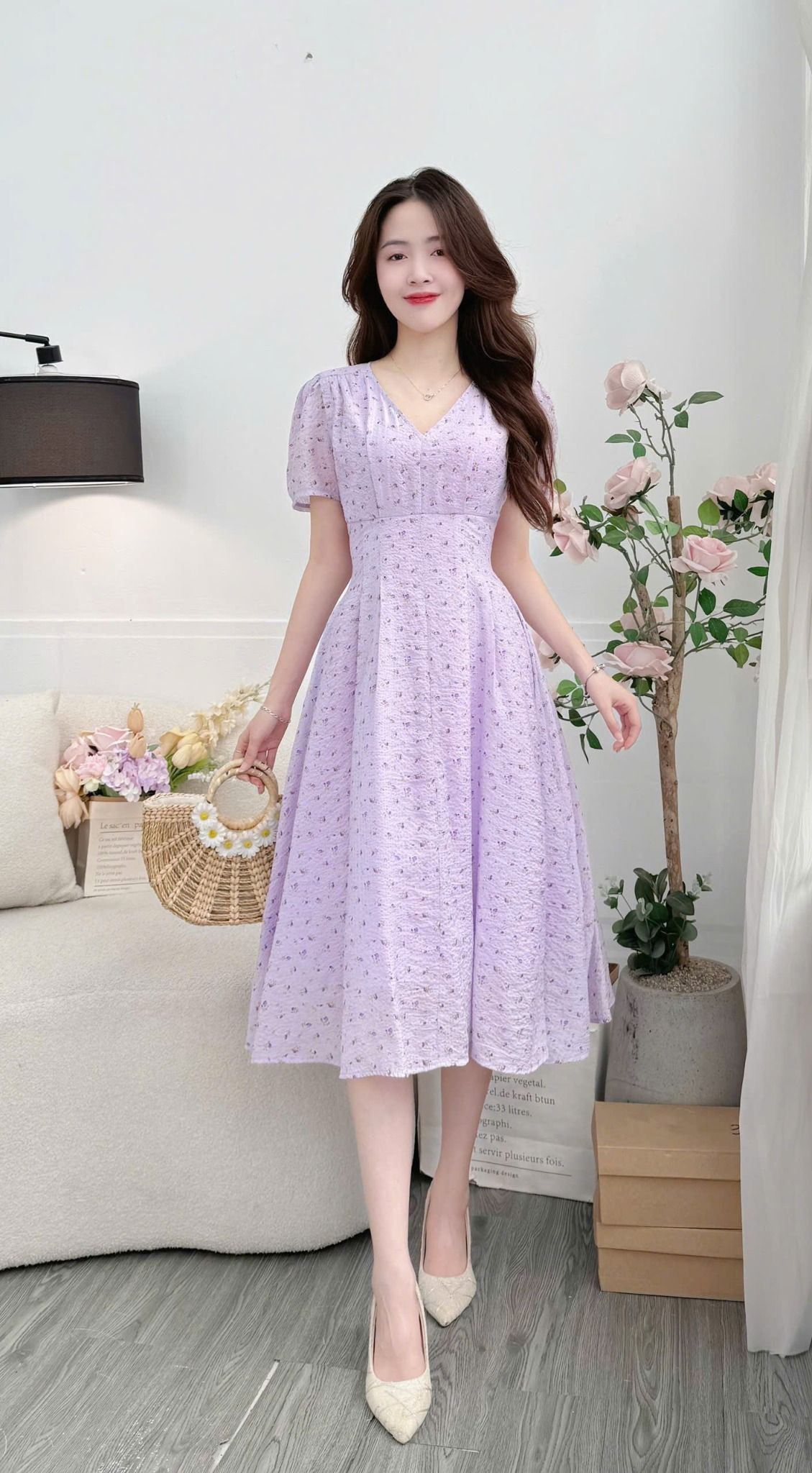 Đầm Voan Hạt Thiết Kế TuTu Store Phù Hợp Đi Làm Dành Cho Nữ - Mã D1341