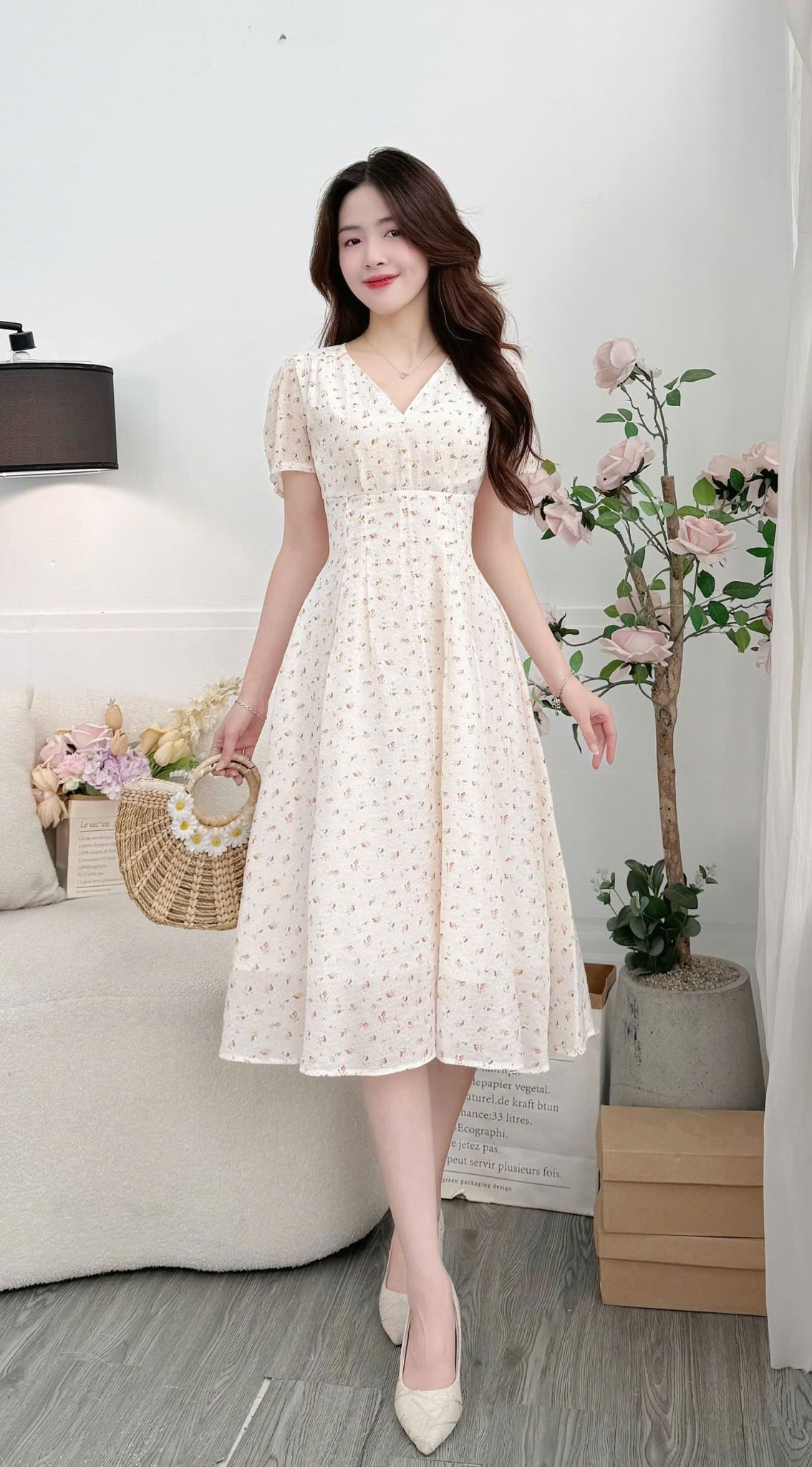 Đầm Voan Hạt Thiết Kế TuTu Store Phù Hợp Đi Làm Dành Cho Nữ - Mã D1341