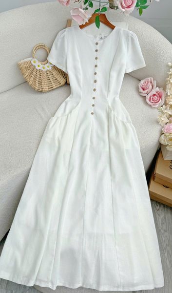 Đầm Linen Cotton Thiết Kế TuTu Store Phù Hợp Đi Làm Dành Cho Nữ - Mã D1337
