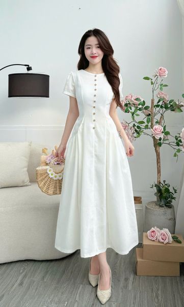 Đầm Linen Cotton Thiết Kế TuTu Store Phù Hợp Đi Làm Dành Cho Nữ - Mã D1337