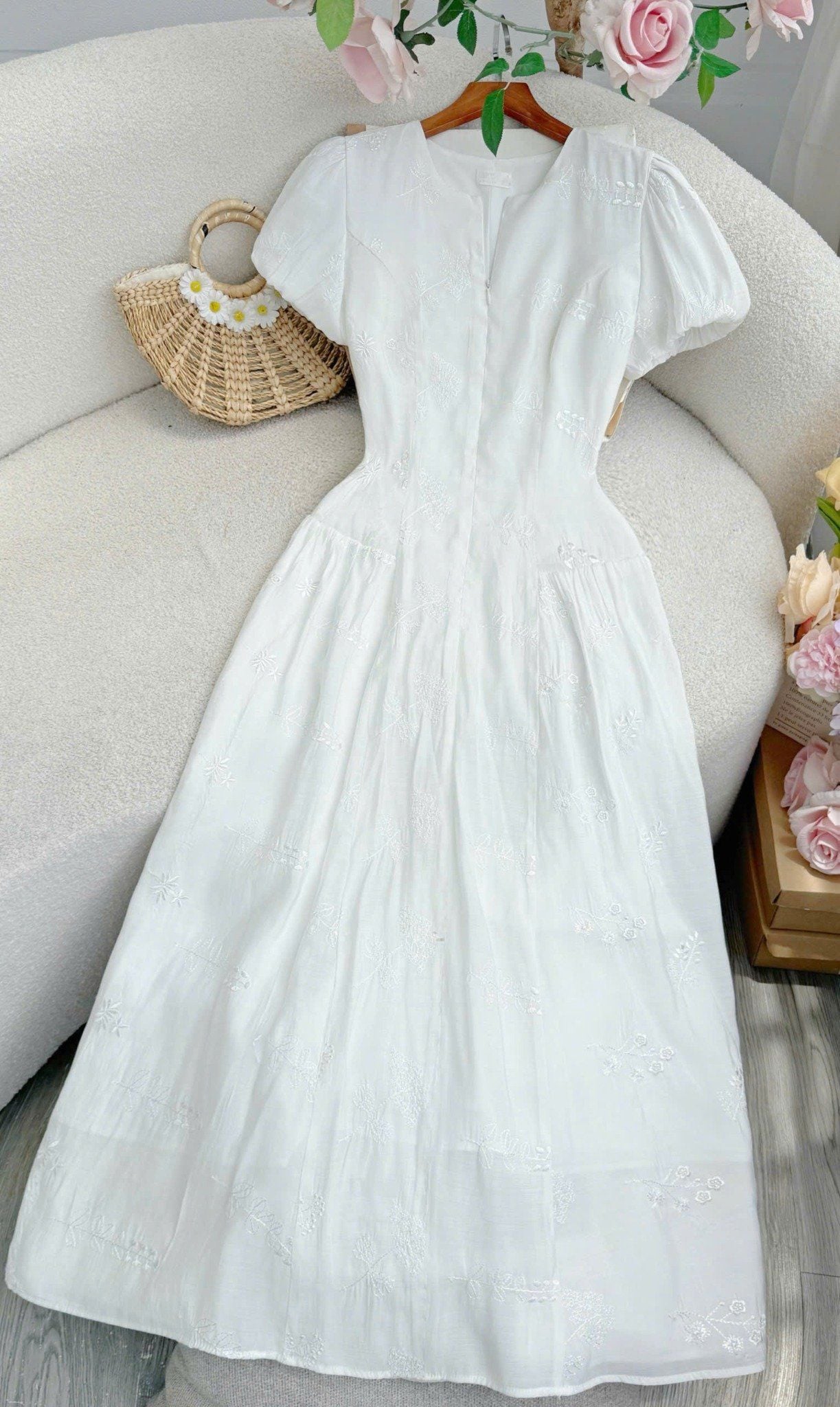 Đầm Tơ Thêu Thiết Kế TuTu Store Phù Hợp Đi Làm Dành Cho Nữ - Mã D1346