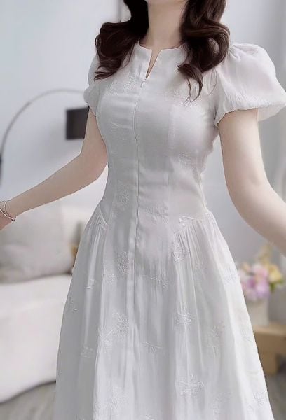 Đầm Tơ Thêu Thiết Kế TuTu Store Phù Hợp Đi Làm Dành Cho Nữ - Mã D1346