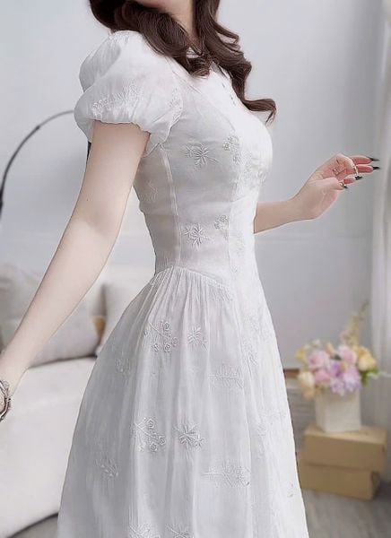 Đầm Tơ Thêu Thiết Kế TuTu Store Phù Hợp Đi Làm Dành Cho Nữ - Mã D1346