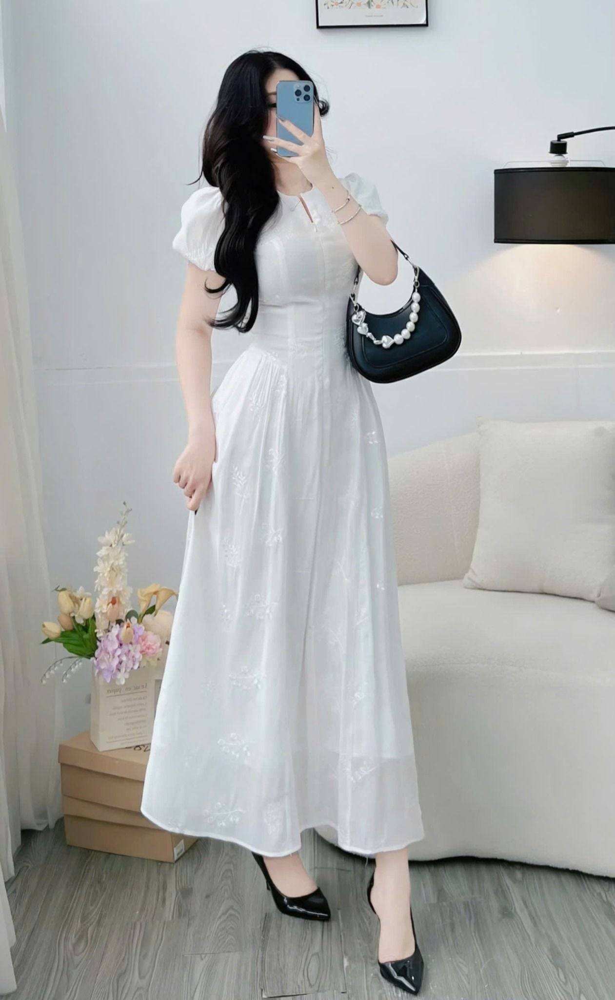 Đầm Tơ Thêu Thiết Kế TuTu Store Phù Hợp Đi Làm Dành Cho Nữ - Mã D1346