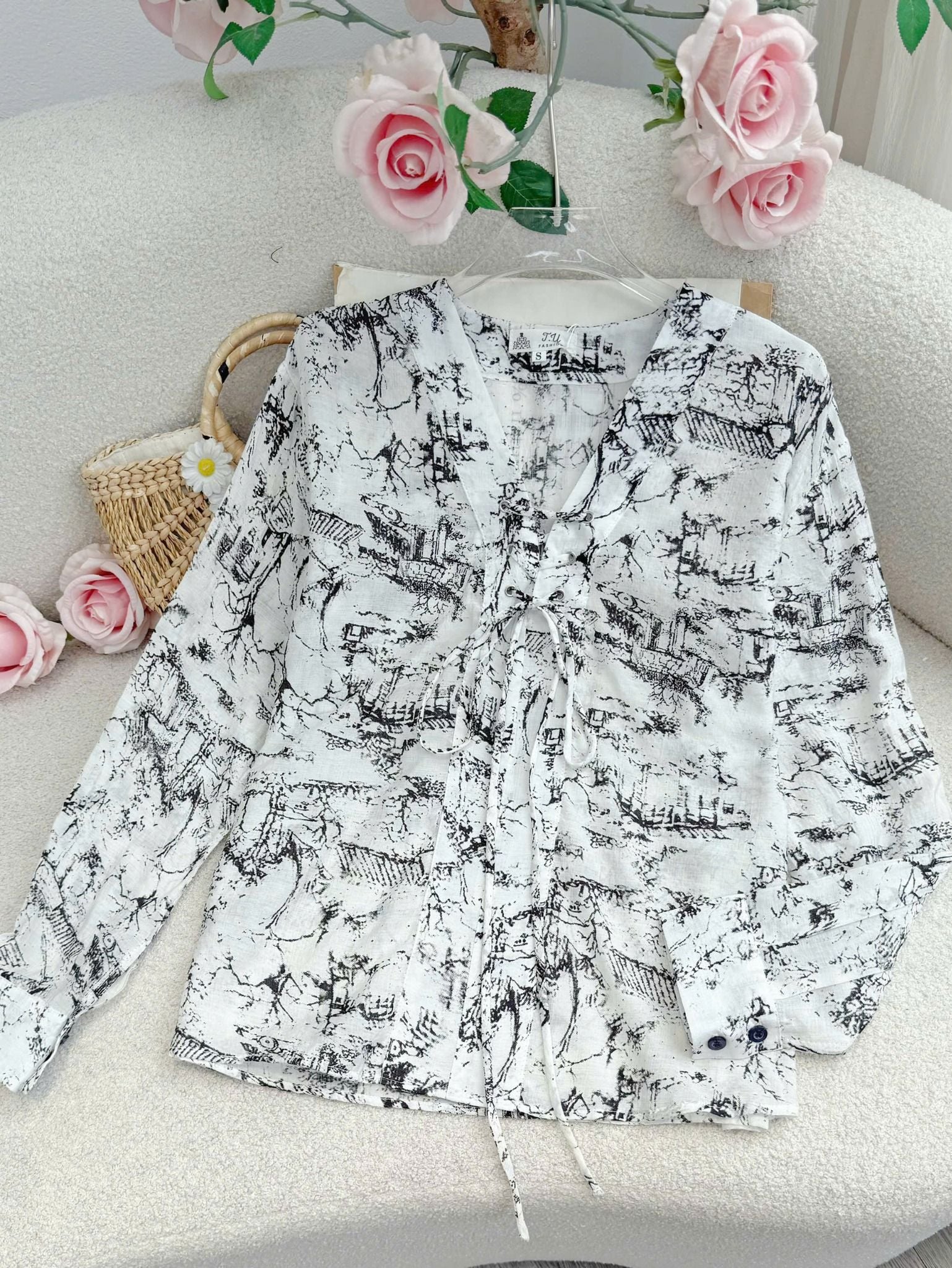 Áo Tơ Linen Thiết Kế TuTu Store Phù Hợp Đi Làm Dành Cho Nữ - Mã AS621