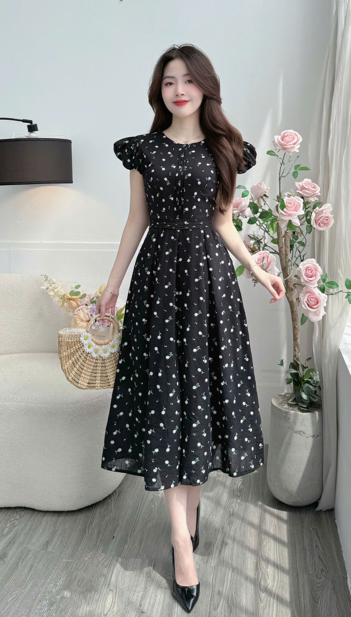 Đầm Linen Thun Thiết Kế TuTu Store Phù Hợp Đi Làm Dành Cho Nữ - Mã D1362