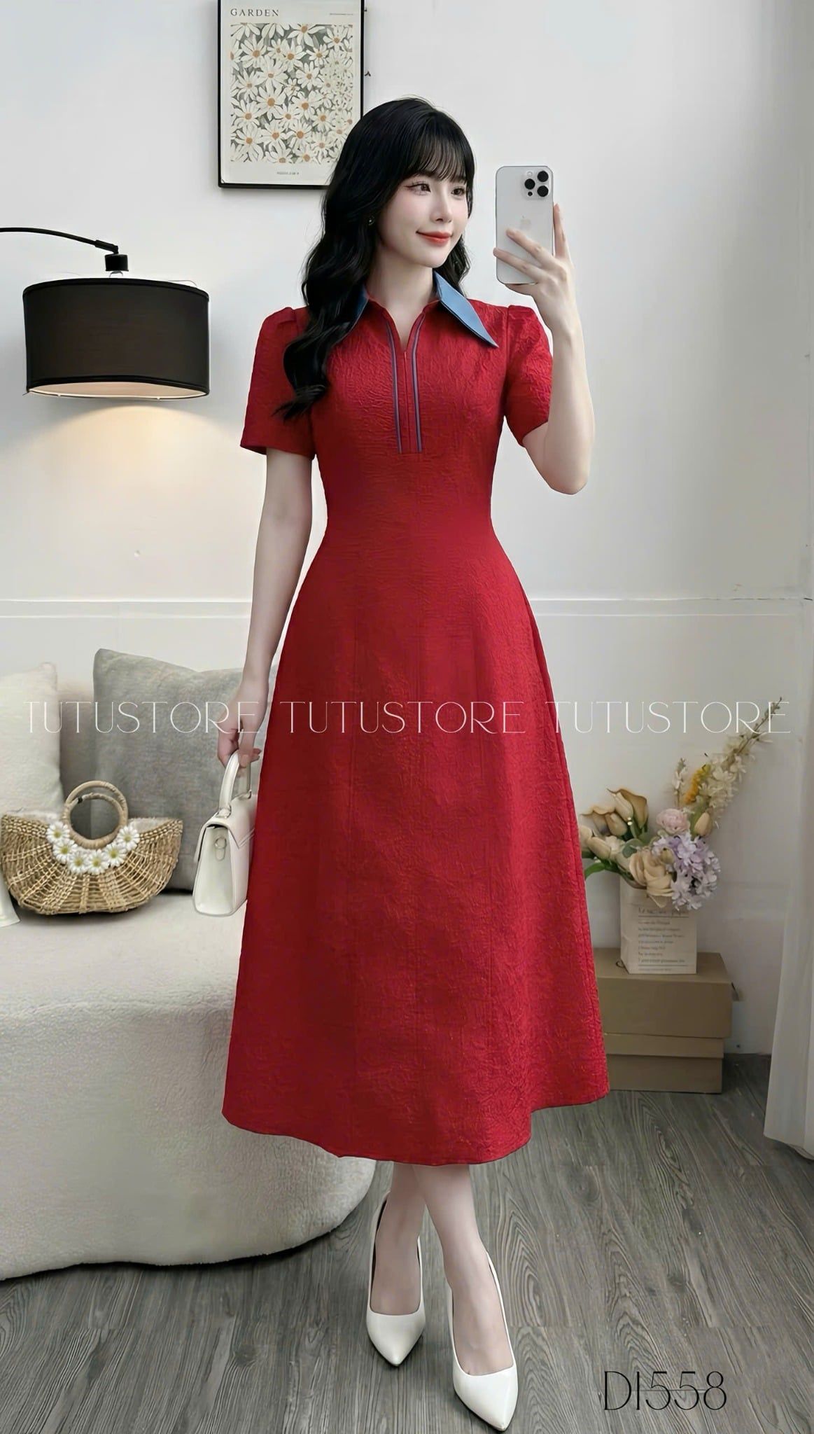 Đầm thiết kế cổ sơ mi công sở TuTu Store - Mã D1558