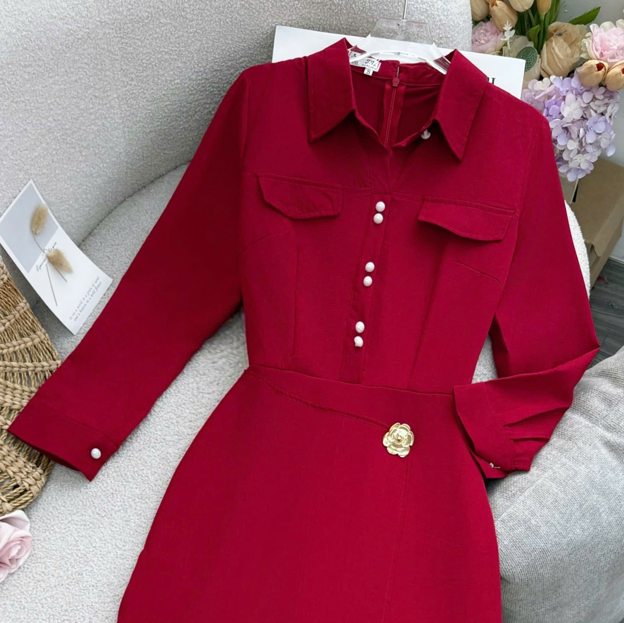 Đầm Thiết Kế Cổ Sơ Mi Tay Dài Công Sở TuTu Store - Mã D1563