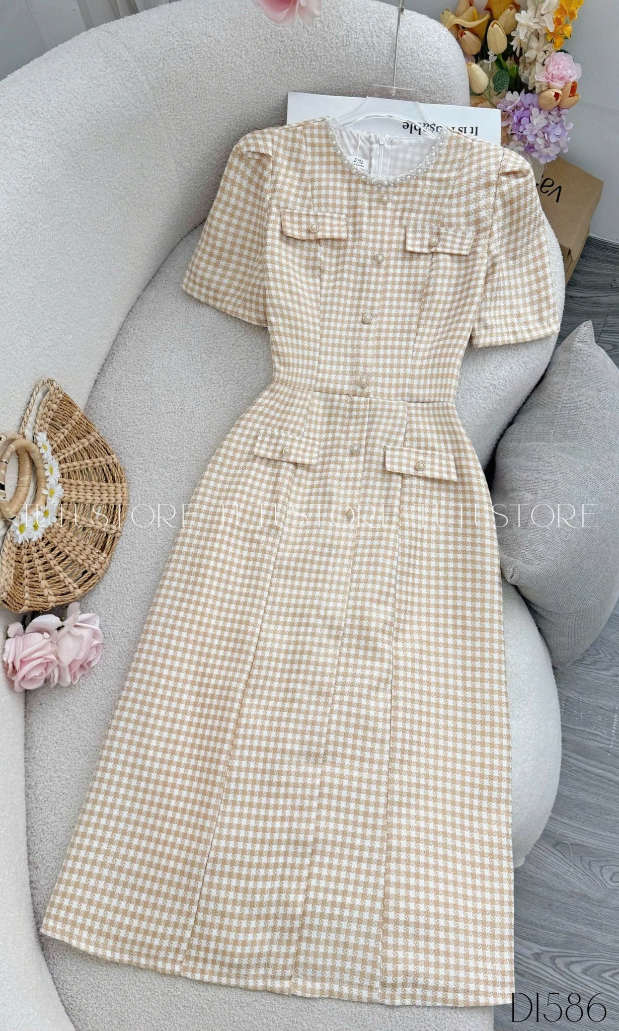 Đầm Thiết Kế Cổ Tròn Dáng Chữ A Đi Chơi TuTu Store - Mã D1586