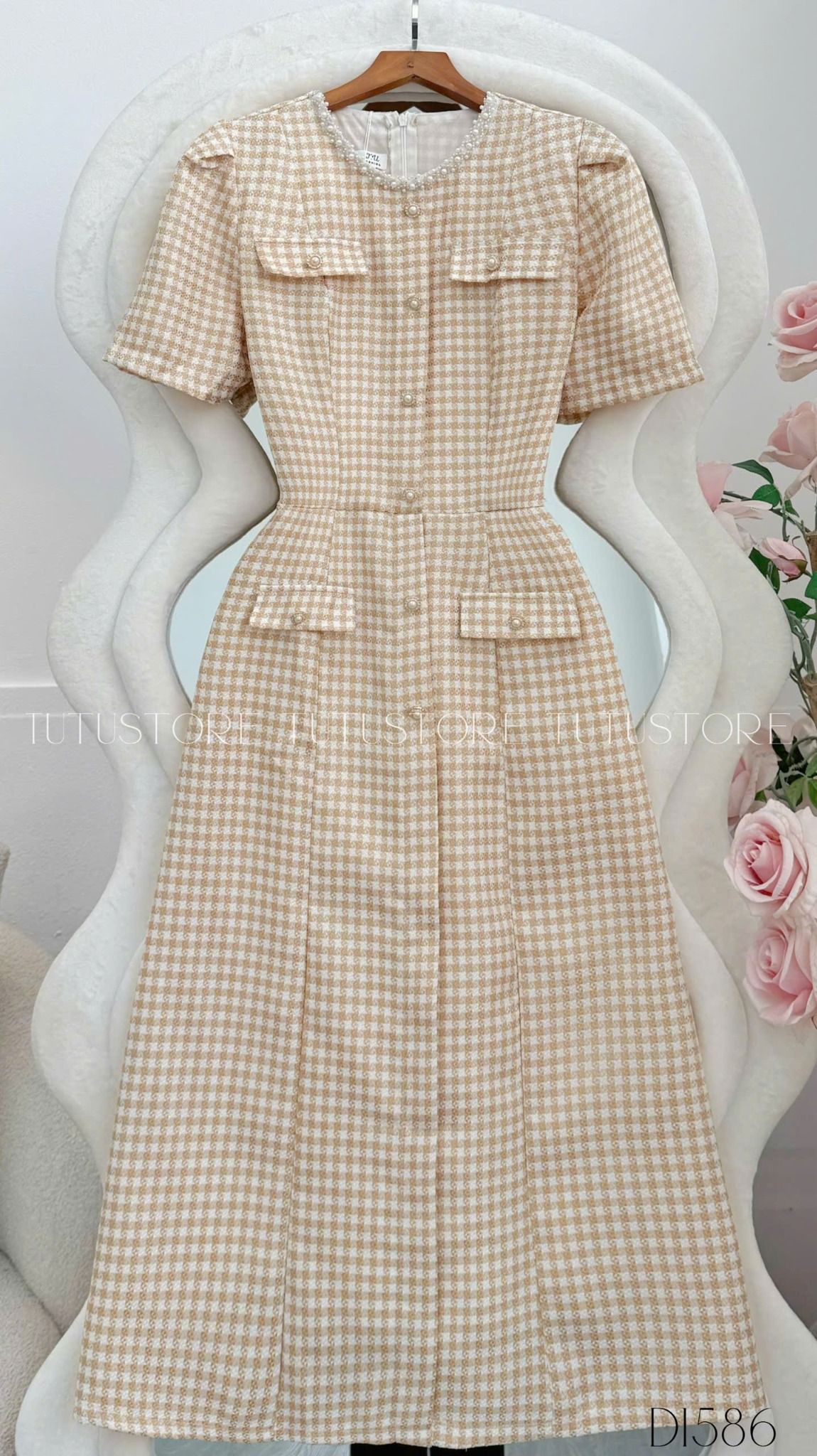 Đầm Thiết Kế Cổ Tròn Dáng Chữ A Đi Chơi TuTu Store - Mã D1586