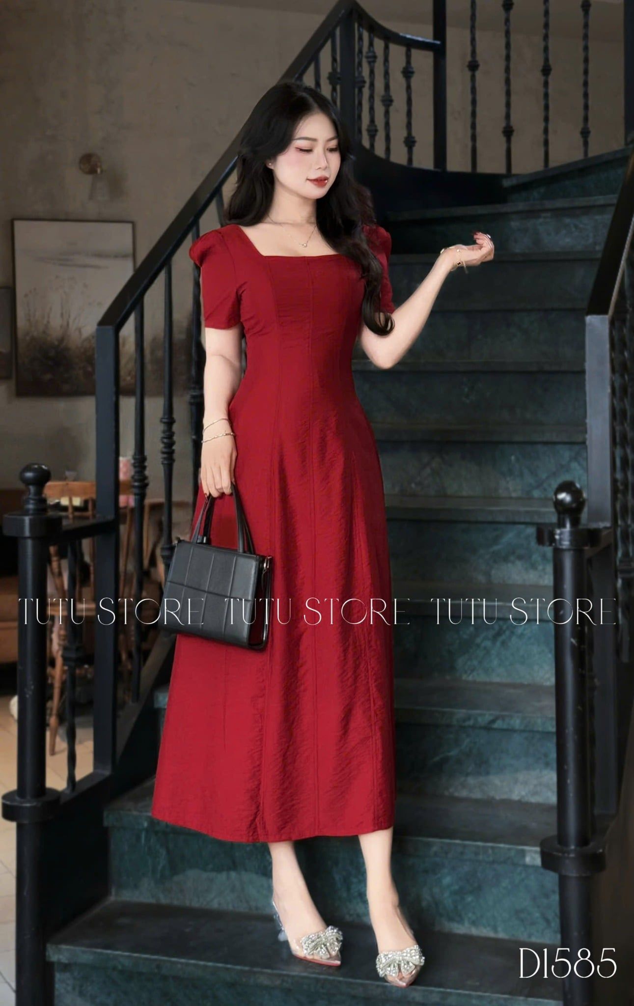 Đầm thiết kể cổ vuông dáng dài đi tiệc TuTu Store - Mã D1585