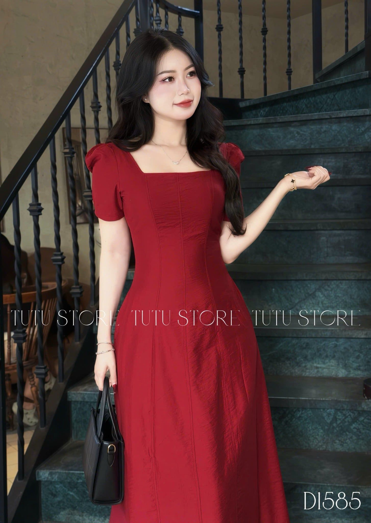 Đầm thiết kể cổ vuông dáng dài đi tiệc TuTu Store - Mã D1585