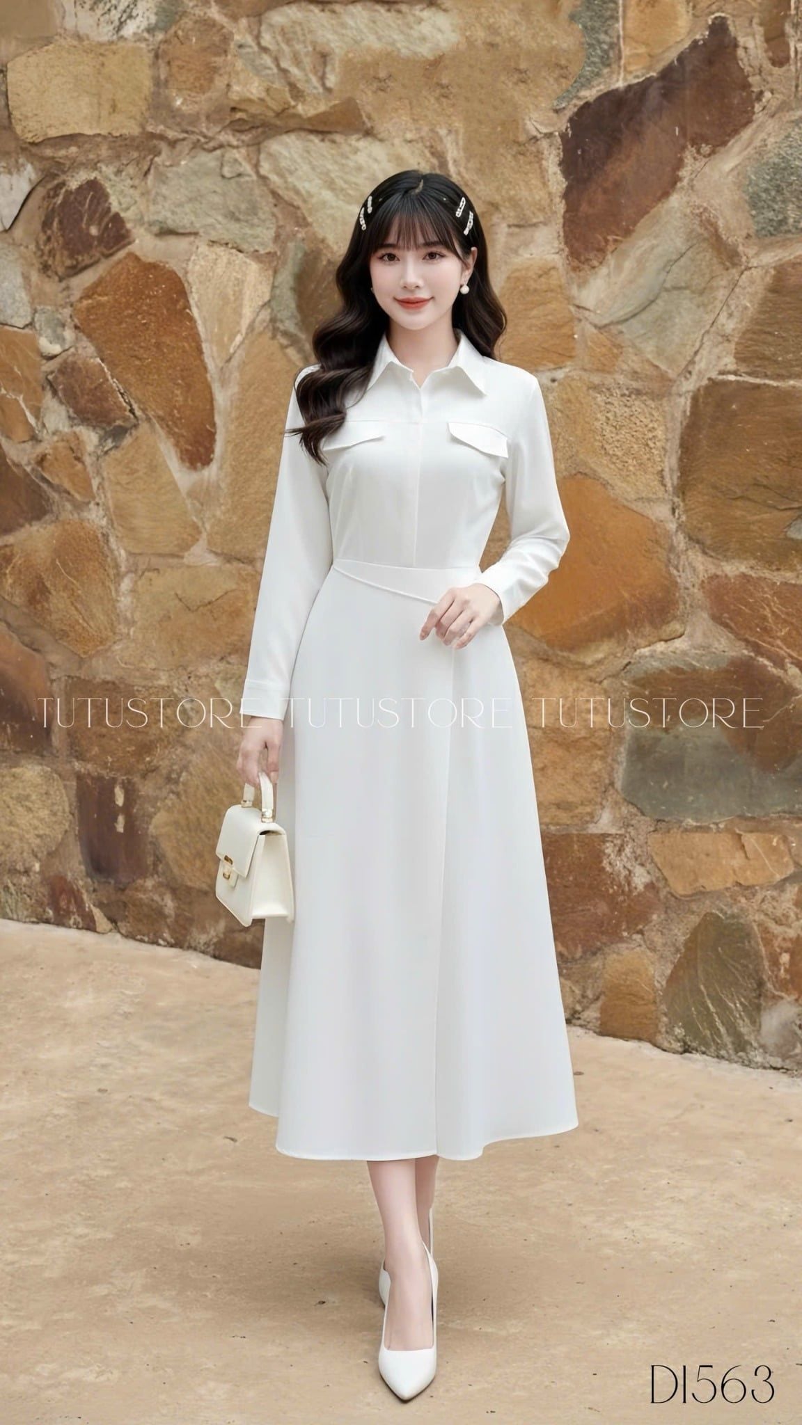 Đầm Thiết Kế Cổ Sơ Mi Tay Dài Công Sở TuTu Store - Mã D1563