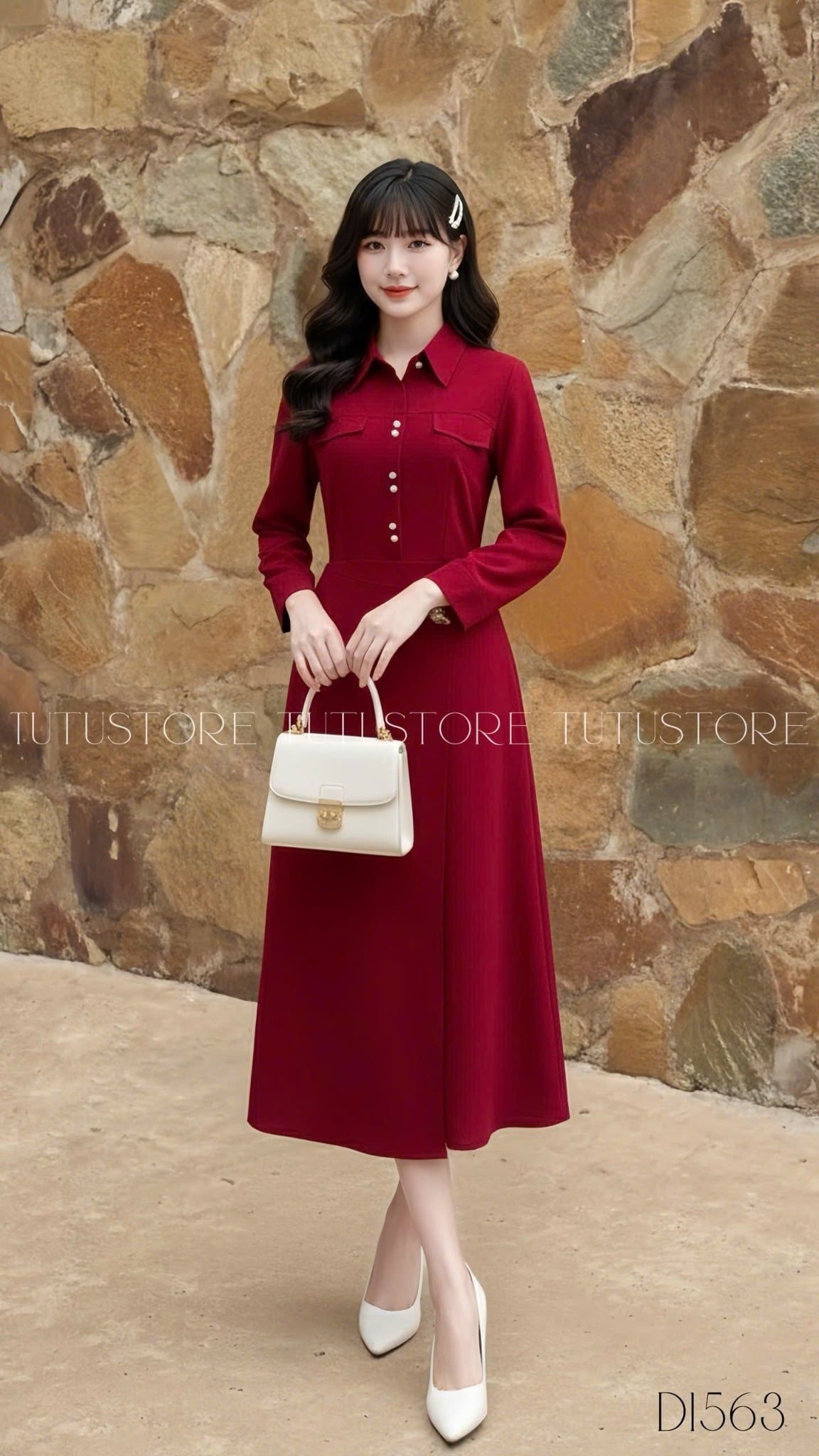 Đầm Thiết Kế Cổ Sơ Mi Tay Dài Công Sở TuTu Store - Mã D1563