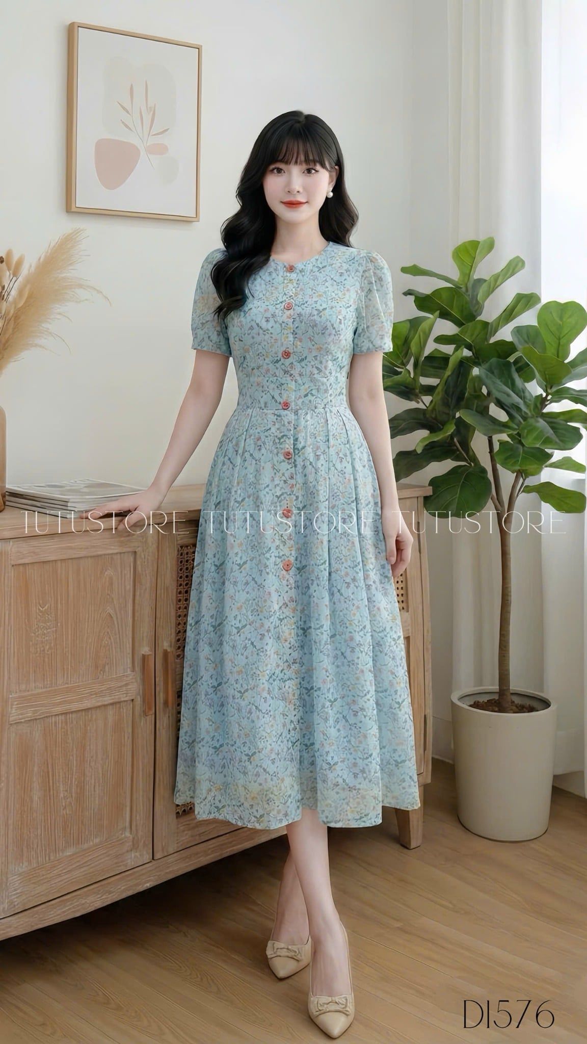 Đầm Thiết Kế Cổ Tròn Dáng Dài Đi Chơi TuTu Store - Mã D1576