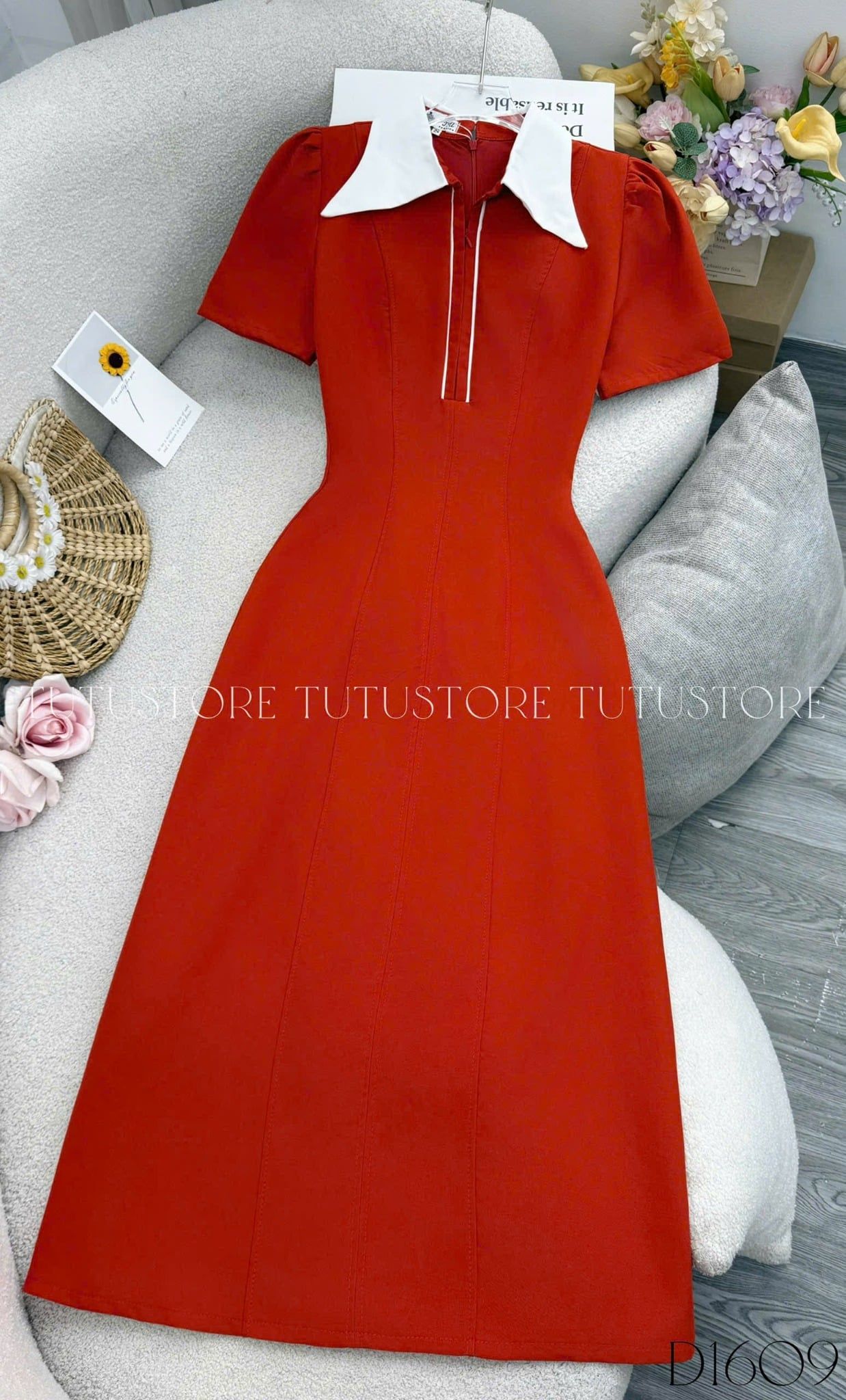 Đầm Thiết Kế Cổ Sơ Mi Dáng Dài Công Sở TuTu Store Mã D1609