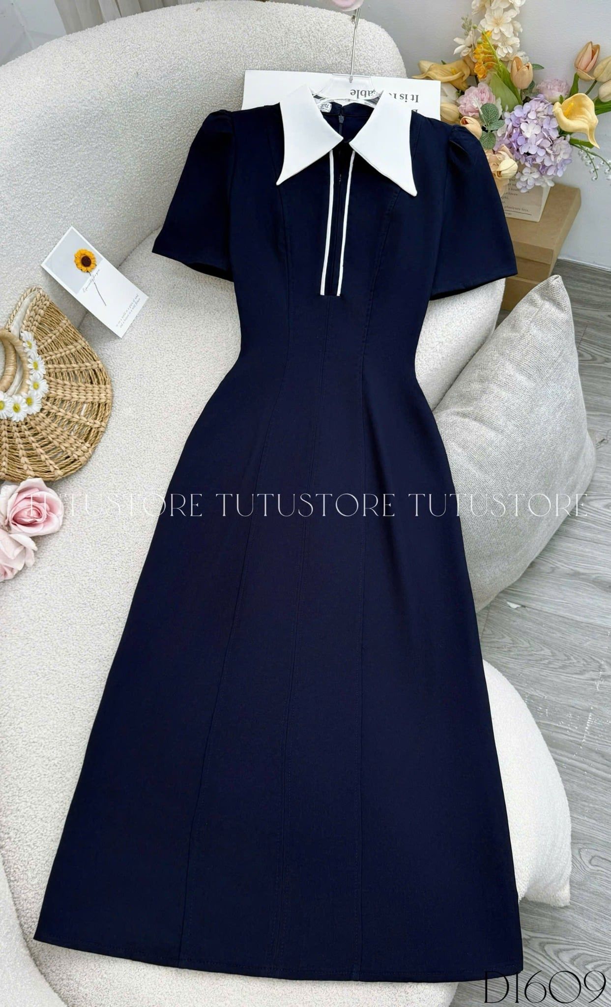 Đầm Thiết Kế Cổ Sơ Mi Dáng Dài Công Sở TuTu Store Mã D1609