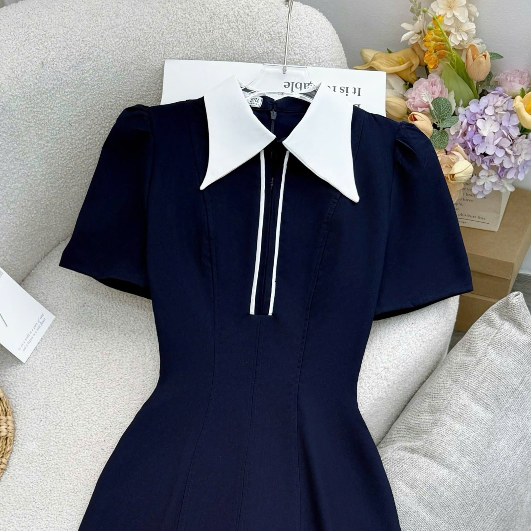 Đầm Thiết Kế Cổ Sơ Mi Dáng Dài Công Sở TuTu Store Mã D1609