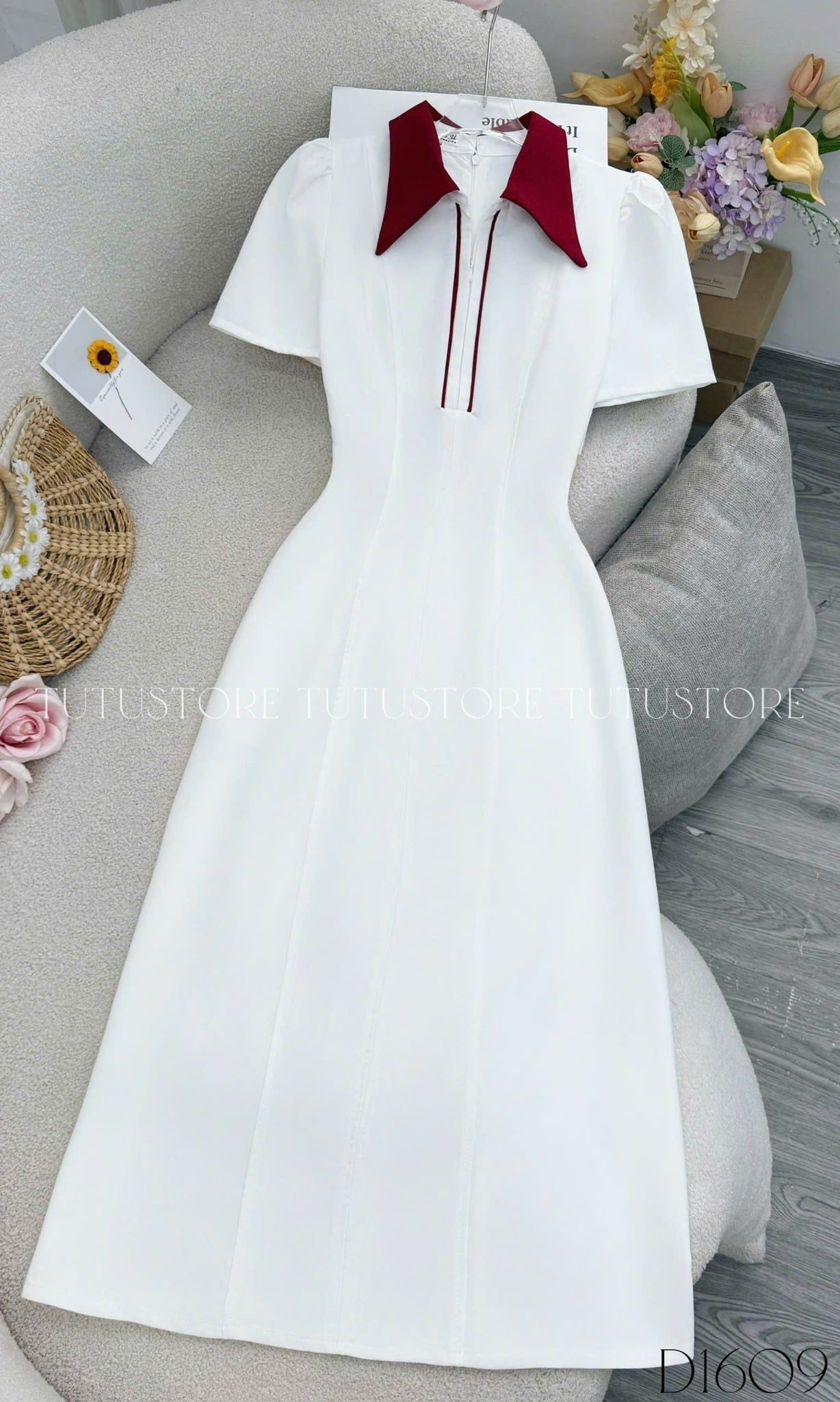 Đầm Thiết Kế Cổ Sơ Mi Dáng Dài Công Sở TuTu Store Mã D1609