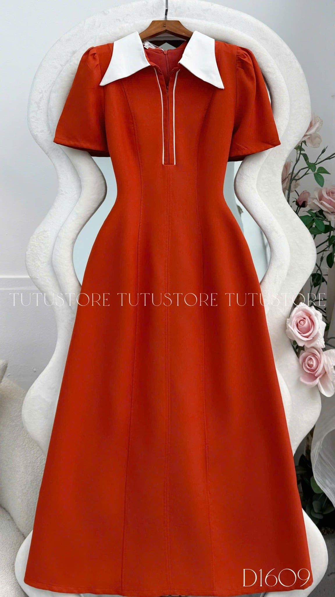 Đầm Thiết Kế Cổ Sơ Mi Dáng Dài Công Sở TuTu Store Mã D1609