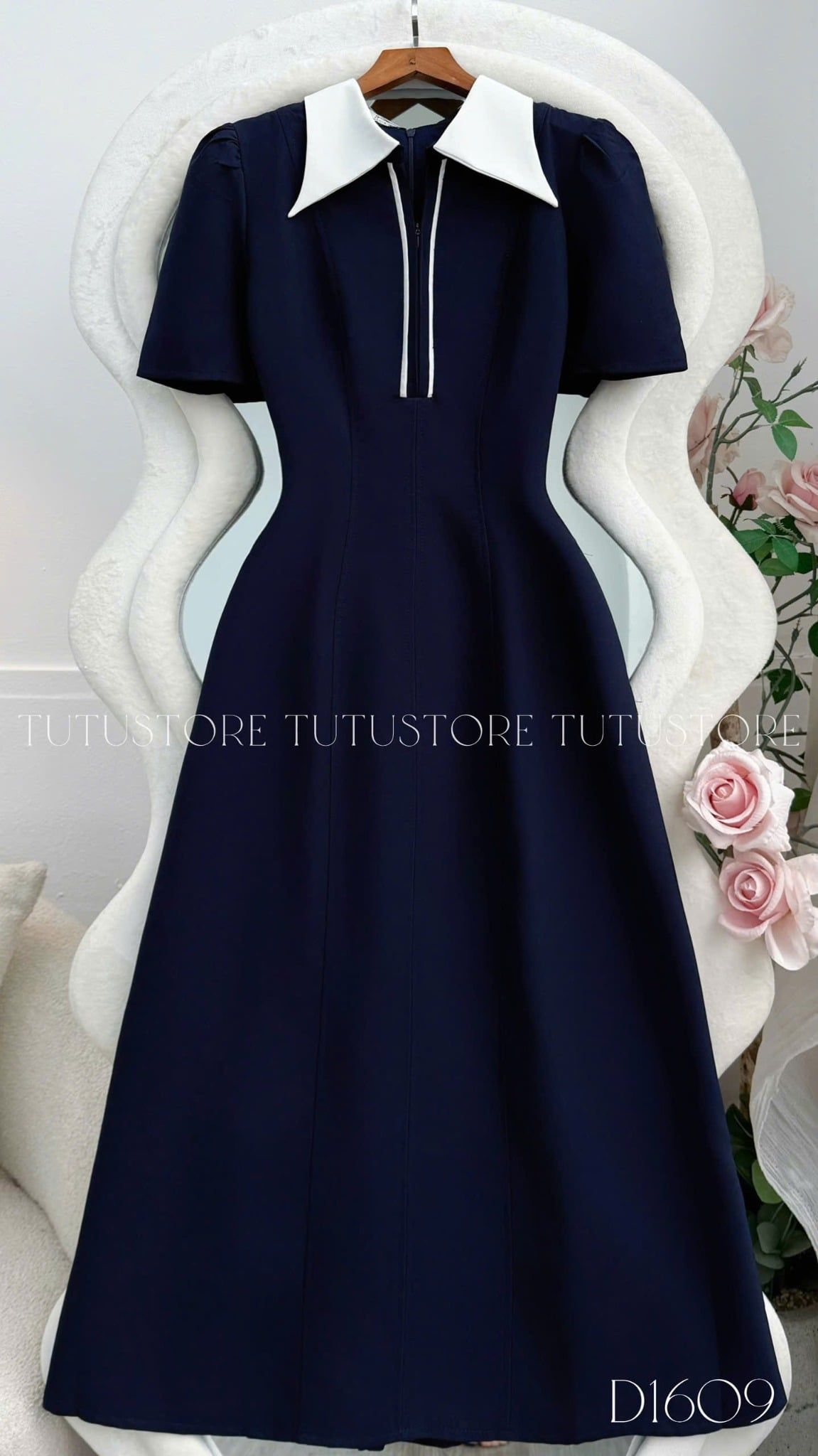 Đầm Thiết Kế Cổ Sơ Mi Dáng Dài Công Sở TuTu Store Mã D1609