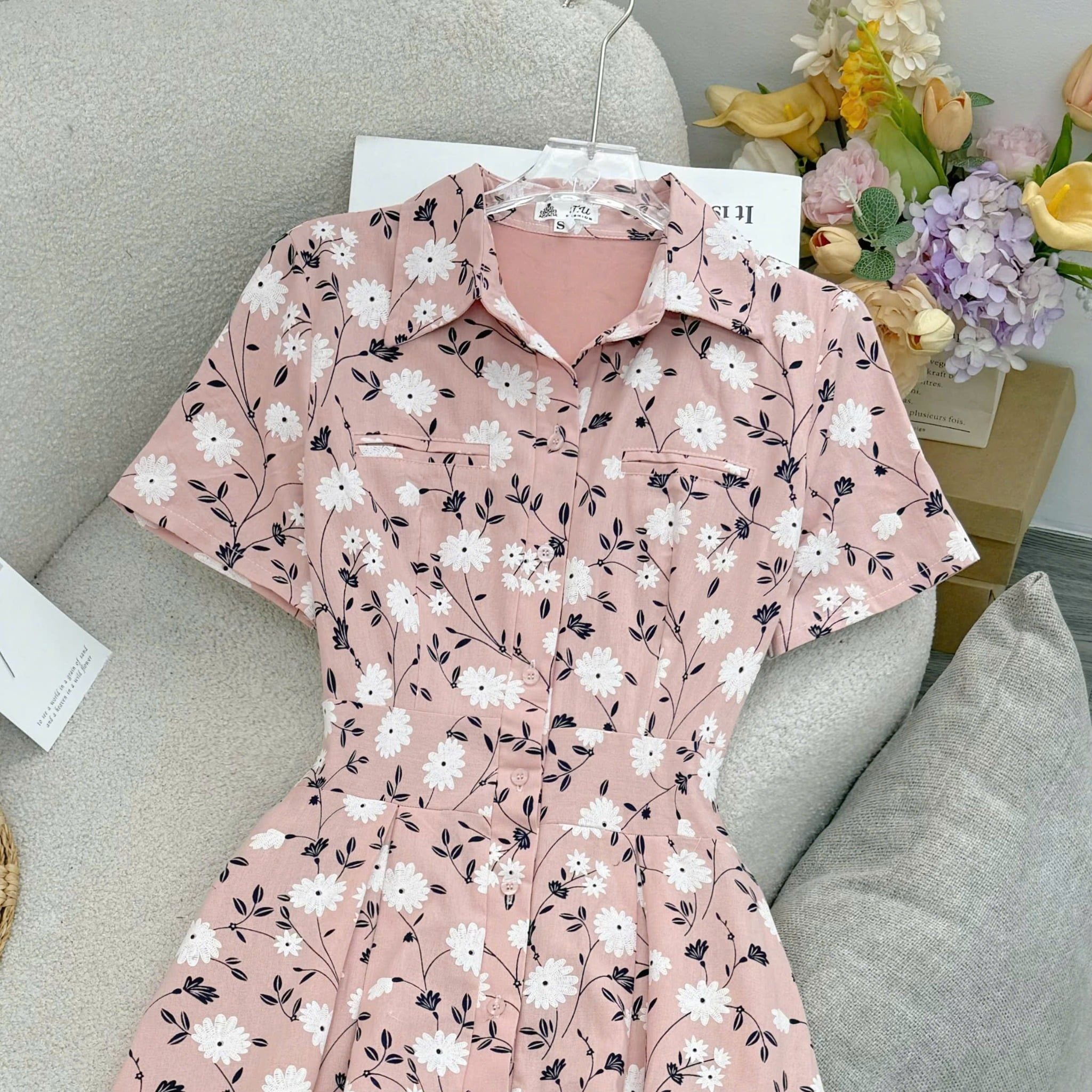 Đầm Thiết Kế Cổ Sơ Mi Dáng Xòe Đi Chơi TuTu Store Mã D1614