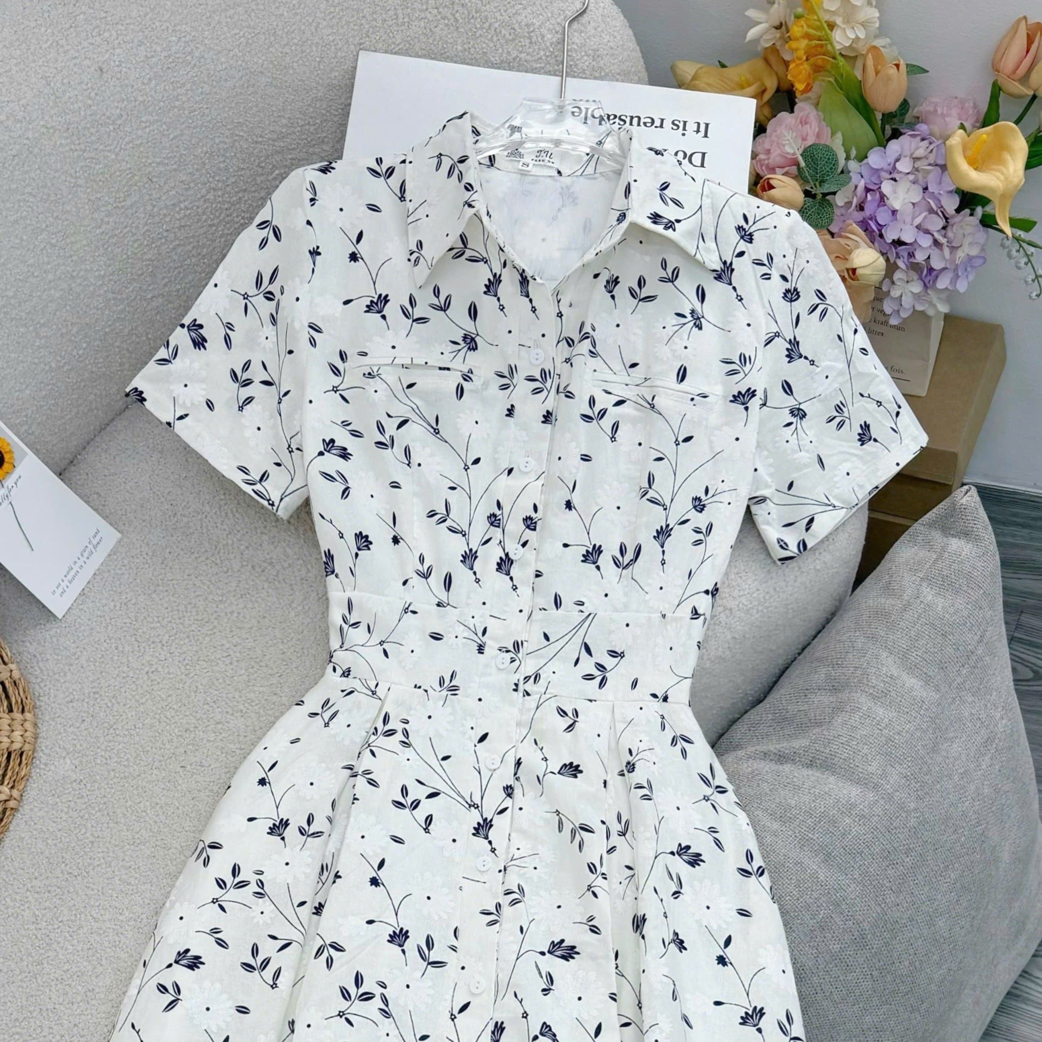 Đầm Thiết Kế Cổ Sơ Mi Dáng Xòe Đi Chơi TuTu Store Mã D1614