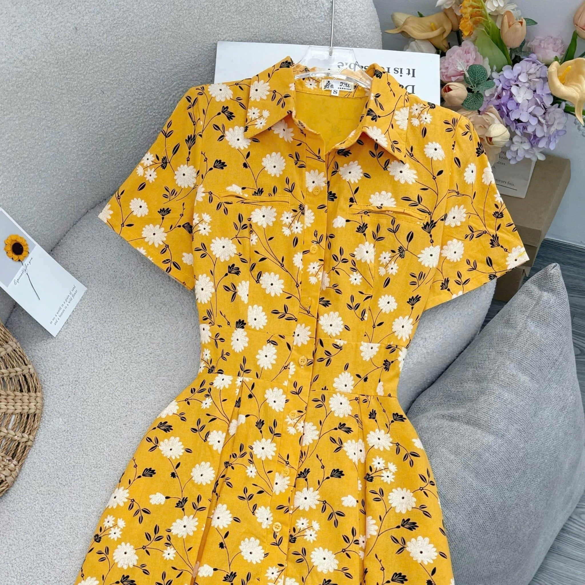 Đầm Thiết Kế Cổ Sơ Mi Dáng Xòe Đi Chơi TuTu Store Mã D1614