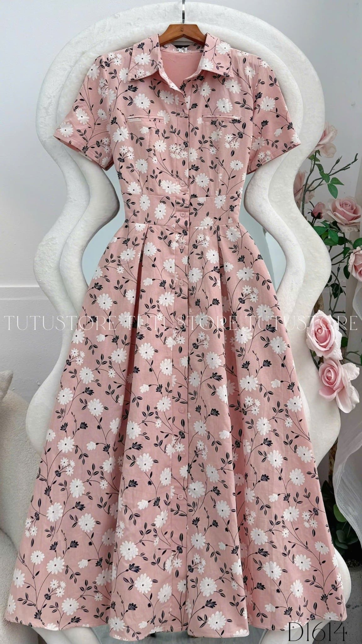 Đầm Thiết Kế Cổ Sơ Mi Dáng Xòe Đi Chơi TuTu Store Mã D1614