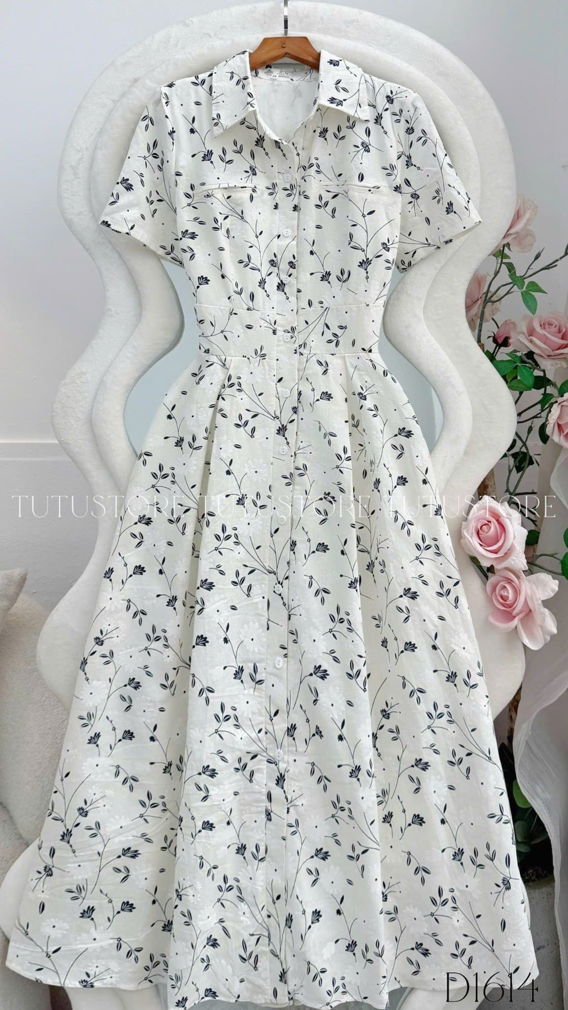 Đầm Thiết Kế Cổ Sơ Mi Dáng Xòe Đi Chơi TuTu Store Mã D1614