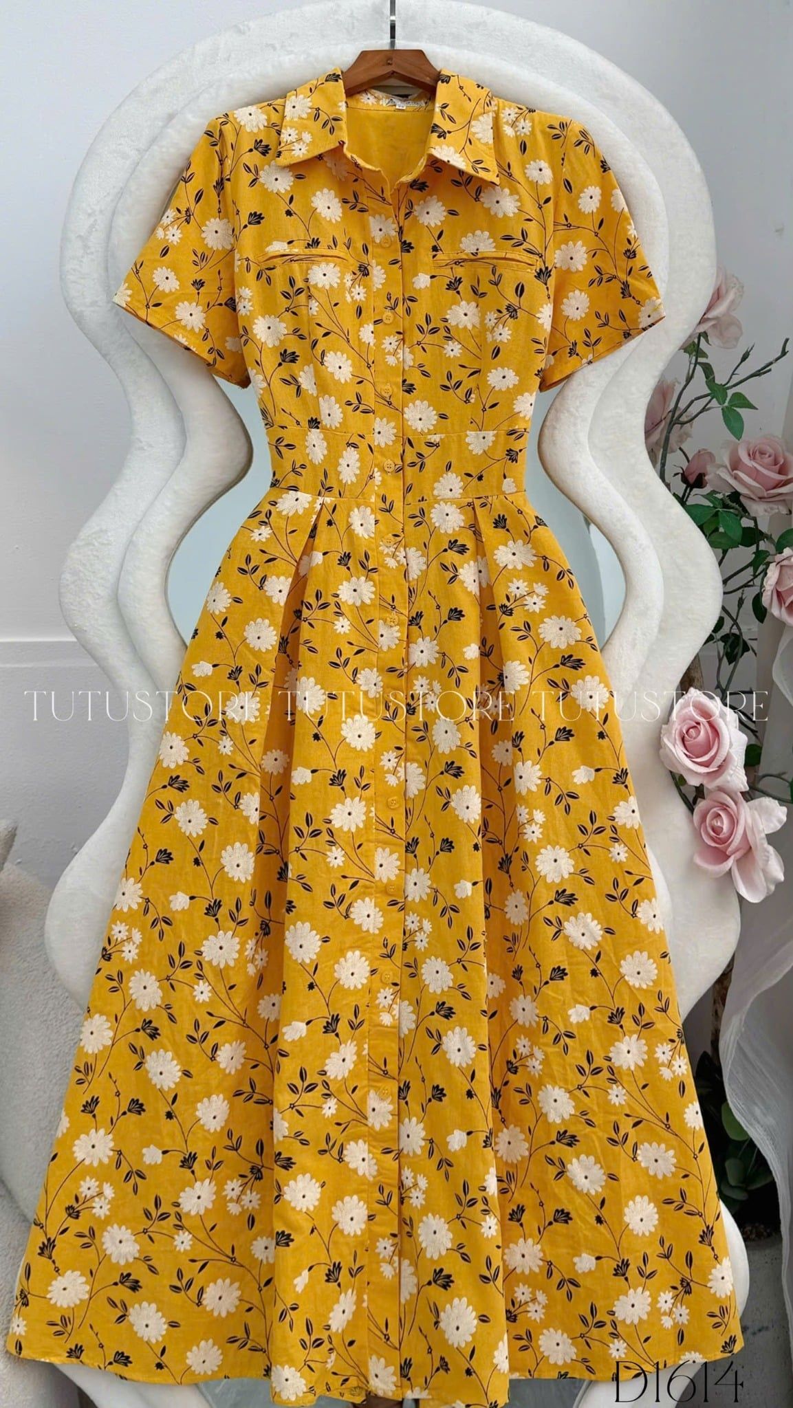 Đầm Thiết Kế Cổ Sơ Mi Dáng Xòe Đi Chơi TuTu Store Mã D1614