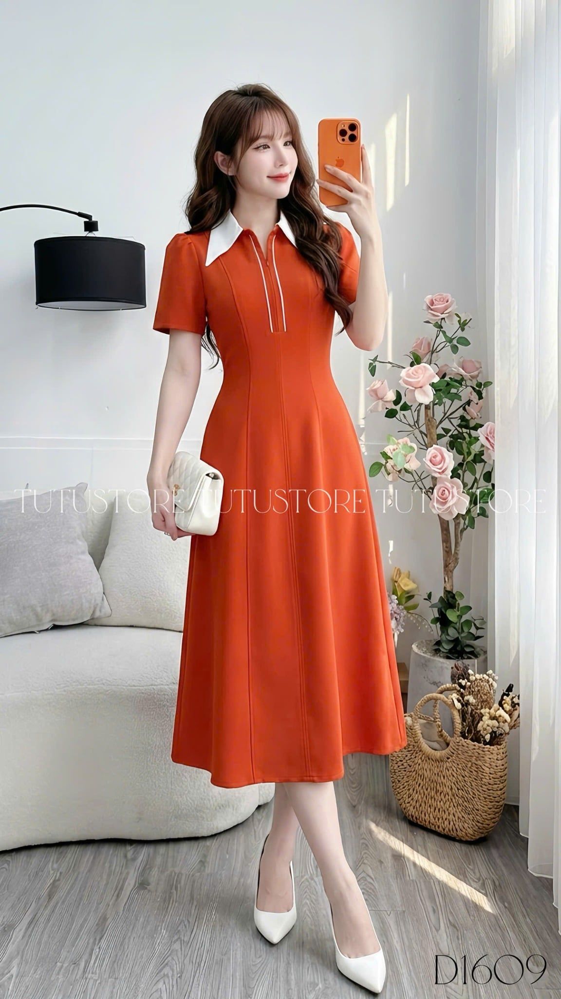 Đầm Thiết Kế Cổ Sơ Mi Dáng Dài Công Sở TuTu Store Mã D1609