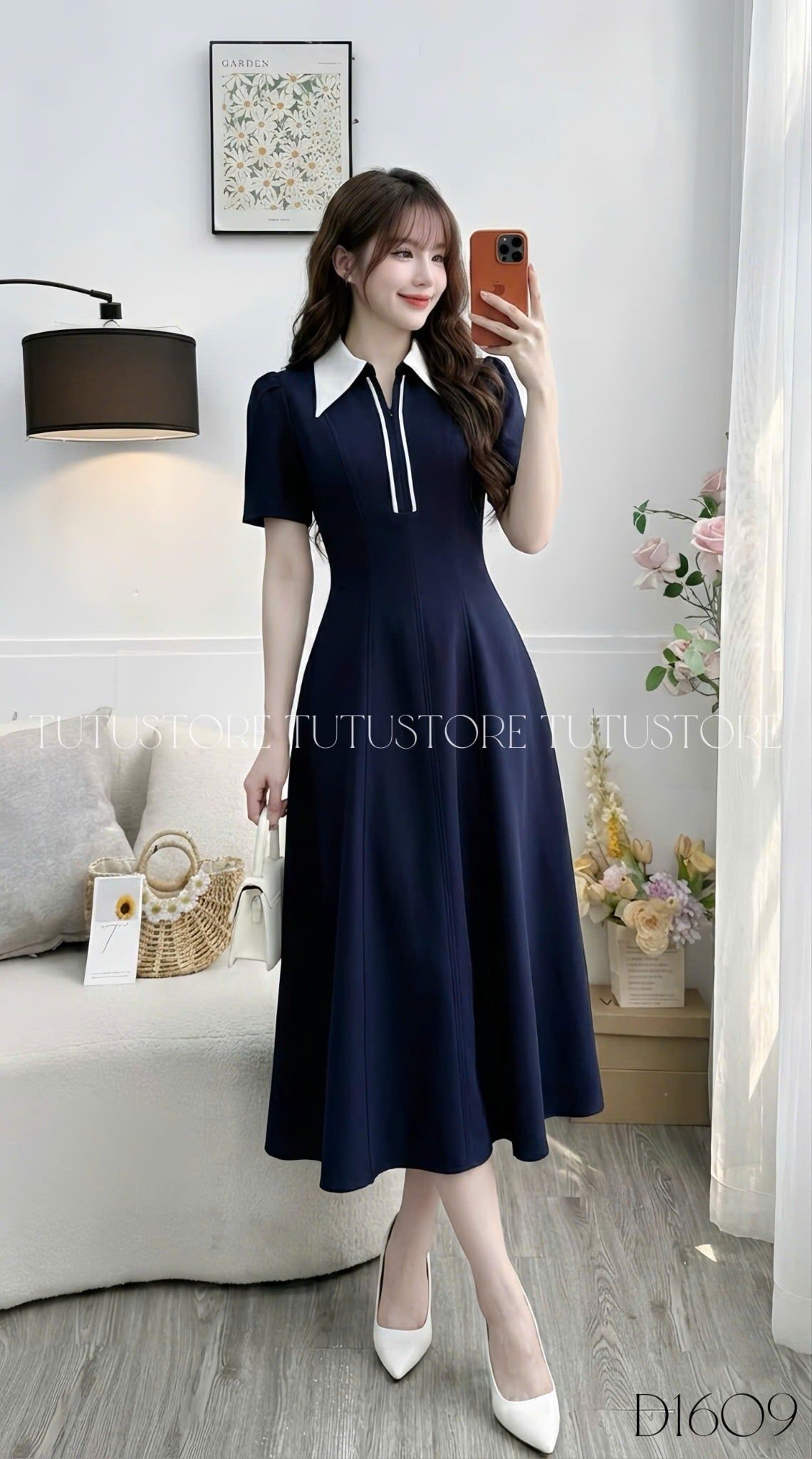 Đầm Thiết Kế Cổ Sơ Mi Dáng Dài Công Sở TuTu Store Mã D1609