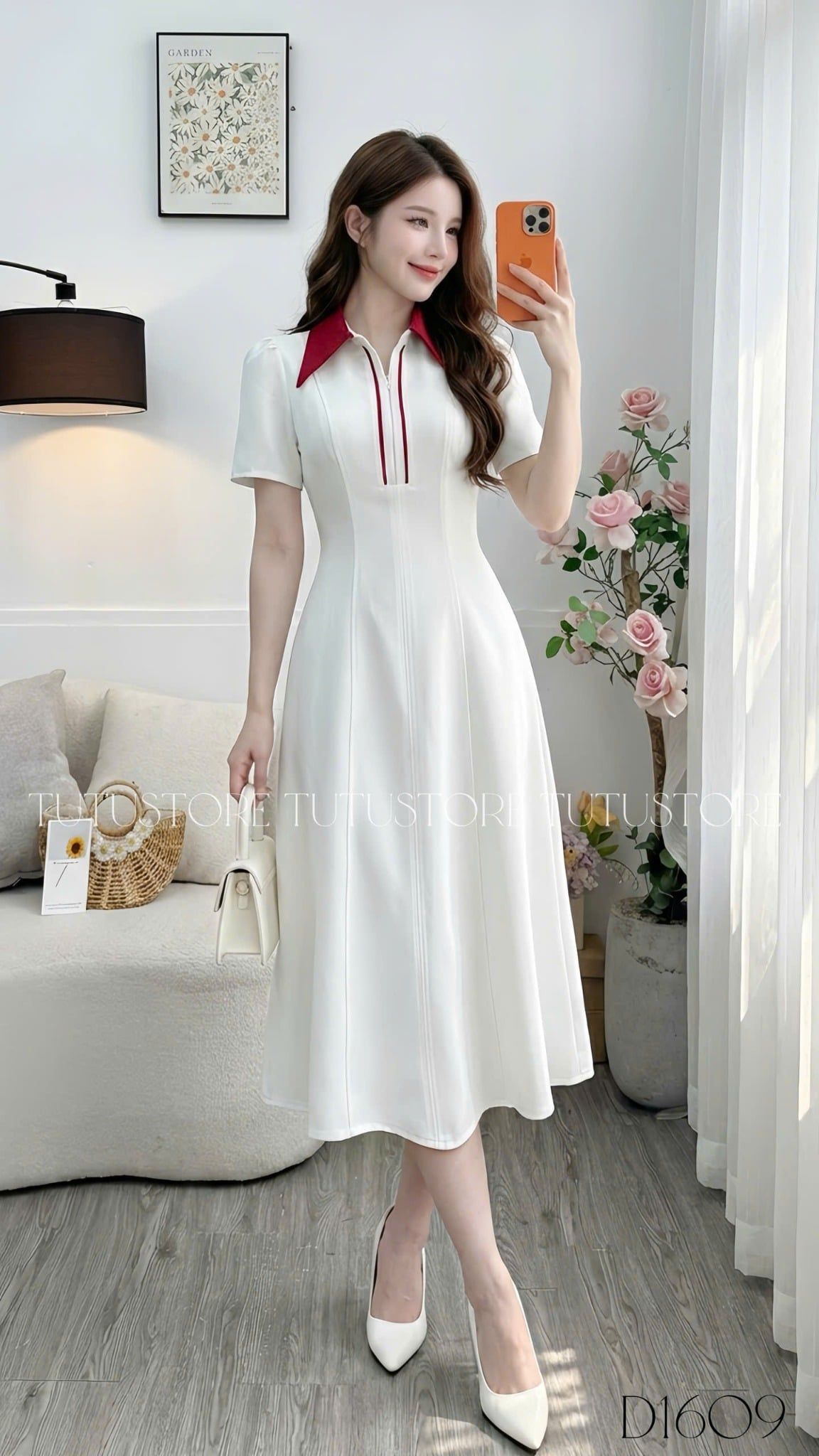 Đầm Thiết Kế Cổ Sơ Mi Dáng Dài Công Sở TuTu Store Mã D1609