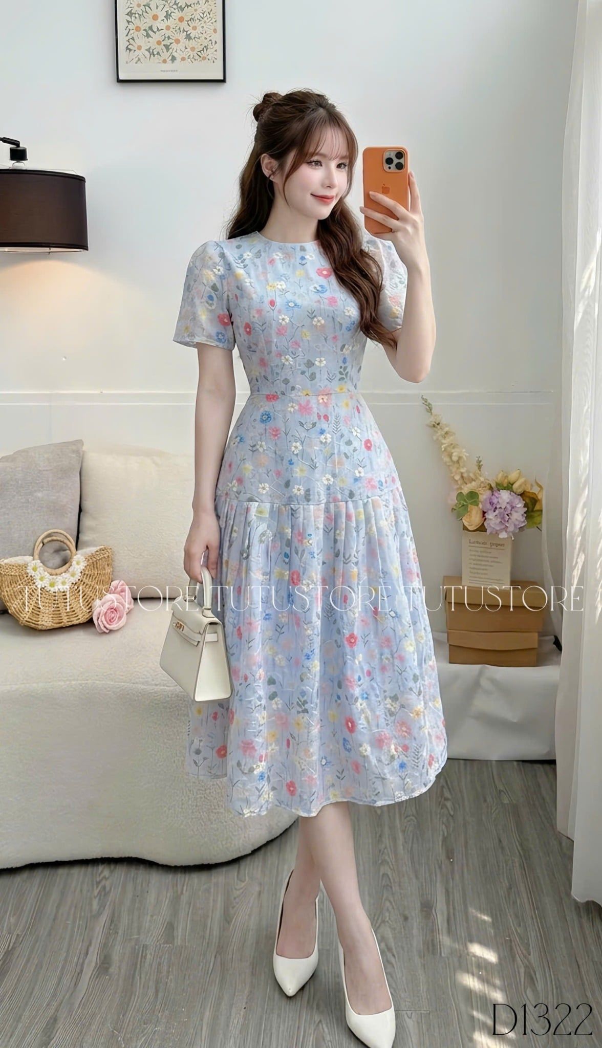 Đầm Kate Thêu Thiết Kế TuTu Store Phù Hợp Đi Chơi Dành Cho Nữ - Mã D1322
