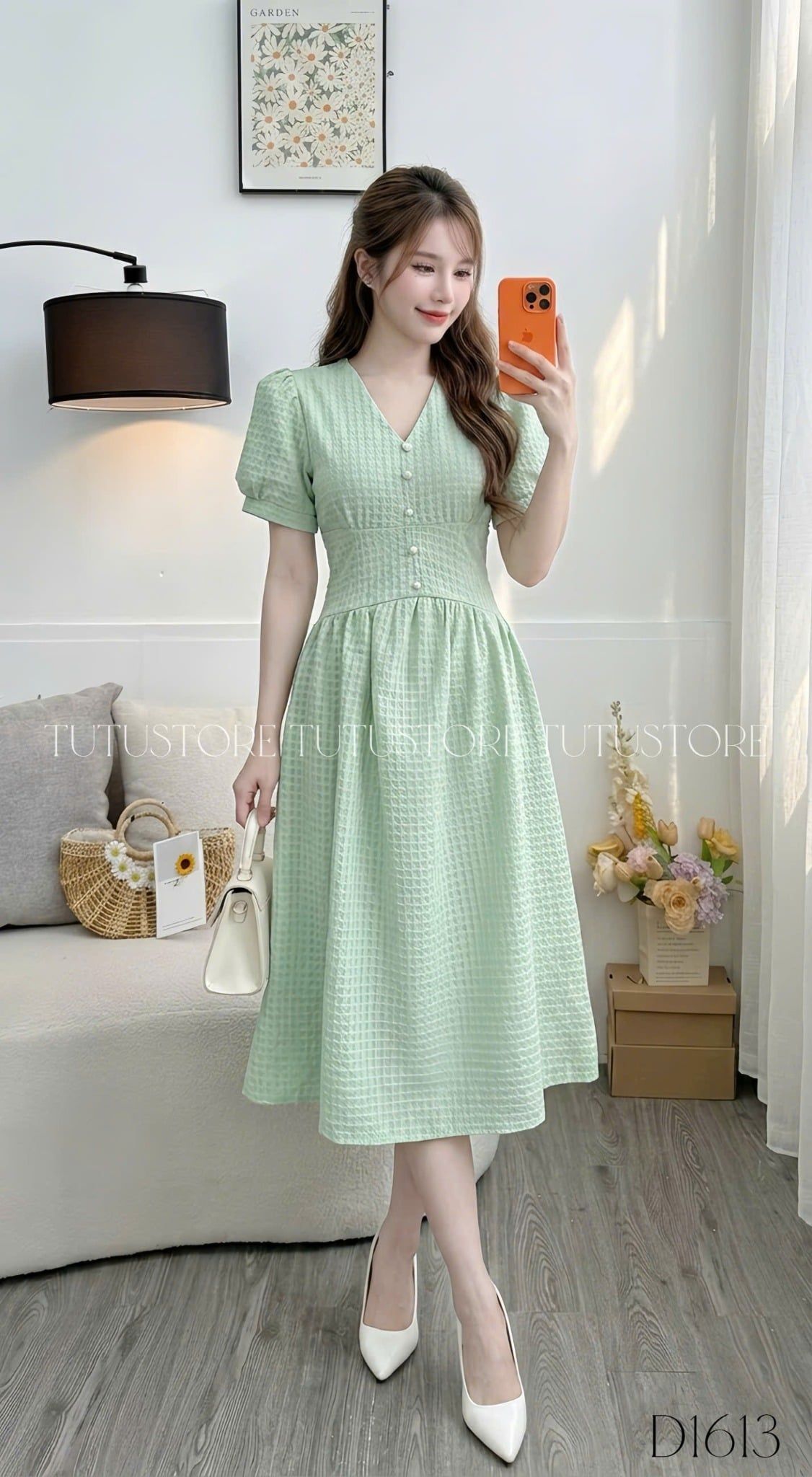 Đầm Thiết Kế Cổ Tim Dáng Xòe Đi Chơi TuTu Store Mã D1613