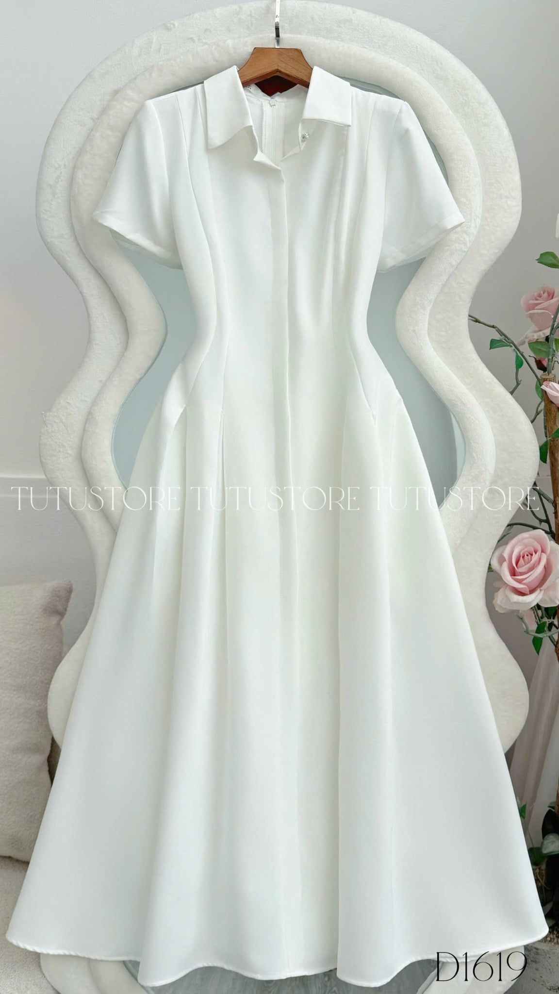 Đầm Thiết Kế Kiểu Cổ Sơ Mi Dáng Dài Công Sở TuTu Store Mã D1619