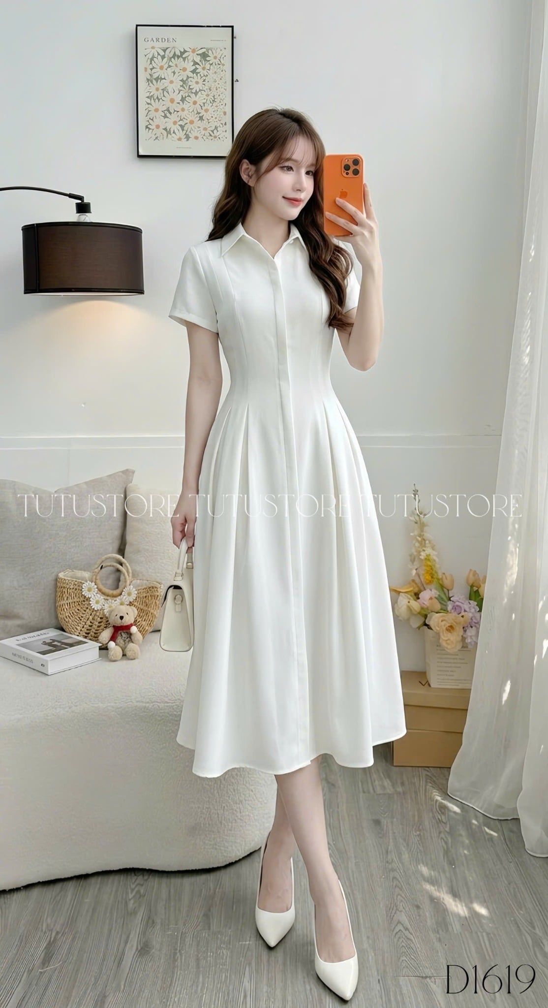 Đầm Thiết Kế Kiểu Cổ Sơ Mi Dáng Dài Công Sở TuTu Store Mã D1619