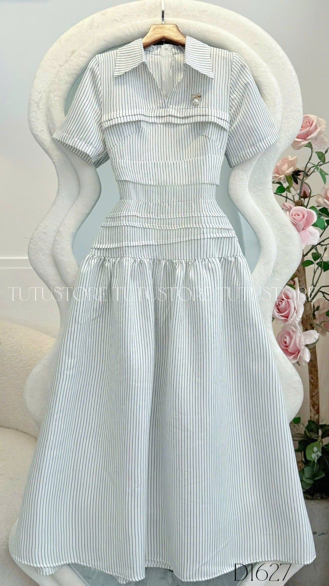 Đầm Thiết Kế Cổ Sơ Mi Dáng Dài Công Sở TuTu Store Mã D1627