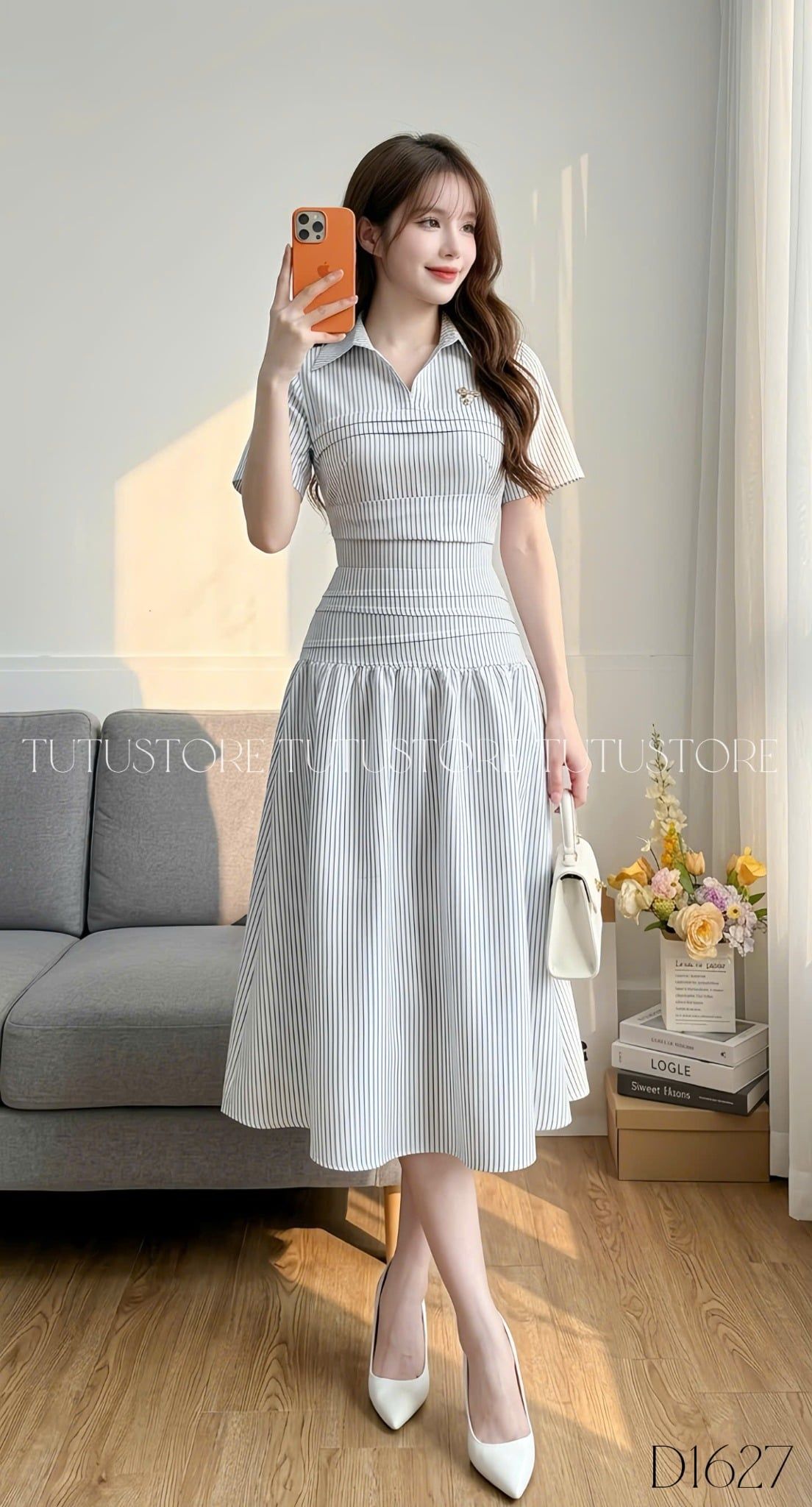 Đầm Thiết Kế Cổ Sơ Mi Dáng Dài Công Sở TuTu Store Mã D1627