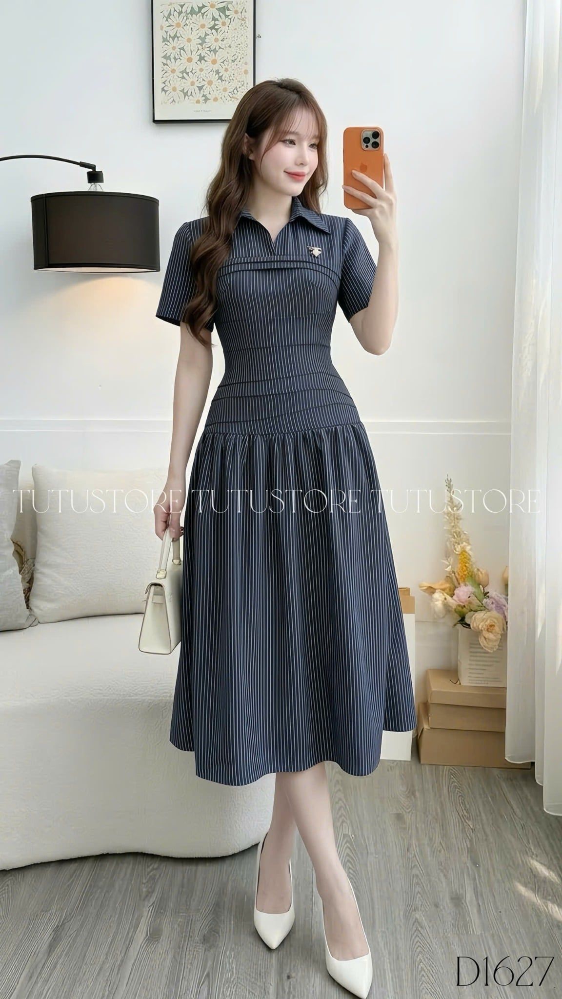 Đầm Thiết Kế Cổ Sơ Mi Dáng Dài Công Sở TuTu Store Mã D1627
