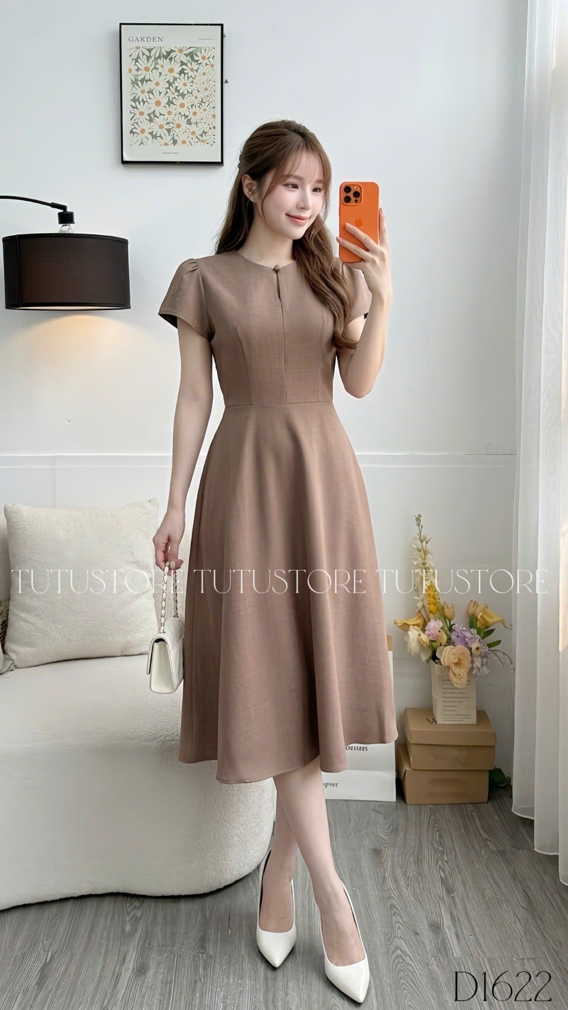 Đầm Thiết Kế Cổ Tròn Dáng Xòe Nhẹ Nhàng Công Sở TuTu Store Mã D1622