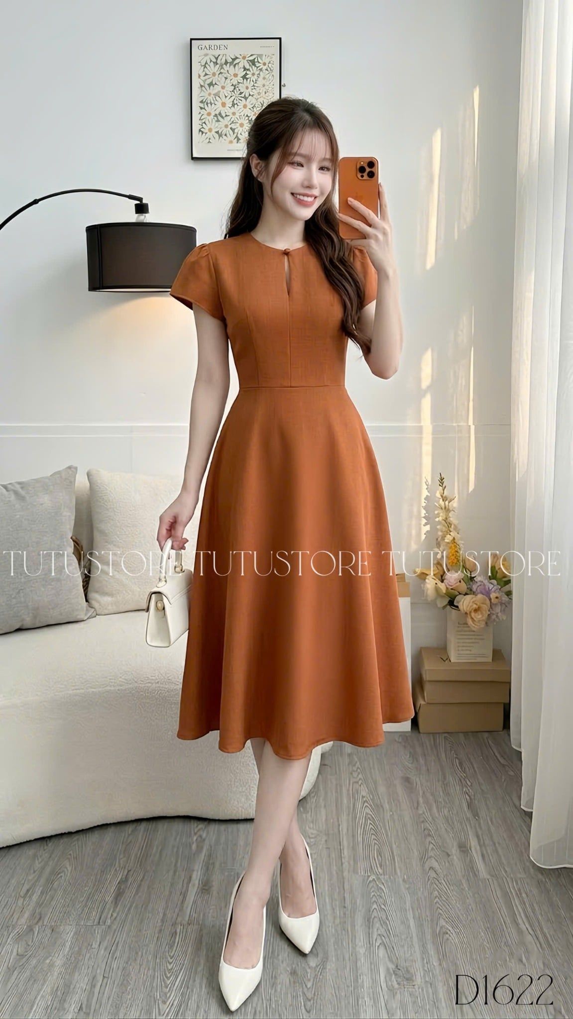 Đầm Thiết Kế Cổ Tròn Dáng Xòe Nhẹ Nhàng Công Sở TuTu Store Mã D1622