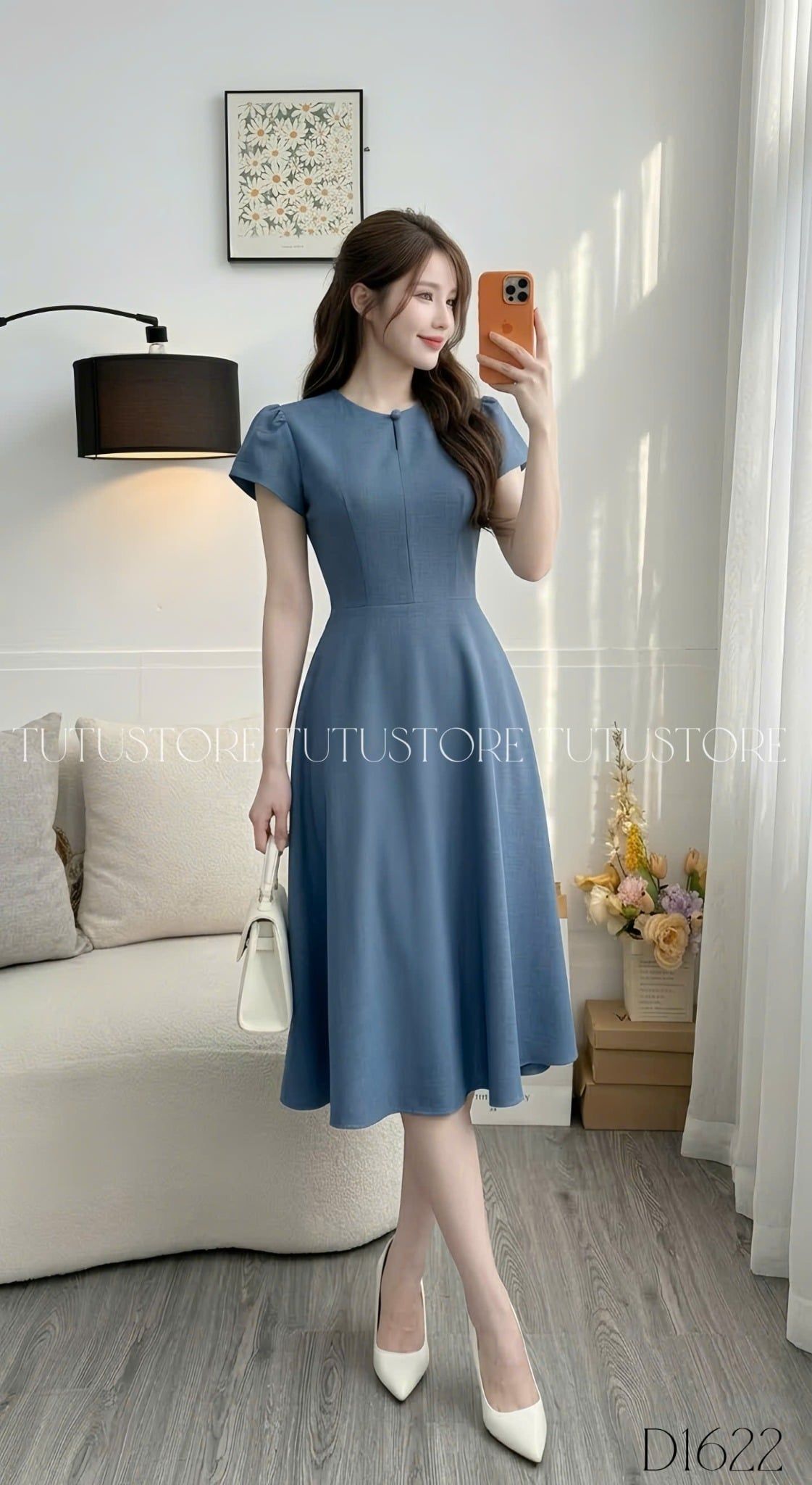 Đầm Thiết Kế Cổ Tròn Dáng Xòe Nhẹ Nhàng Công Sở TuTu Store Mã D1622