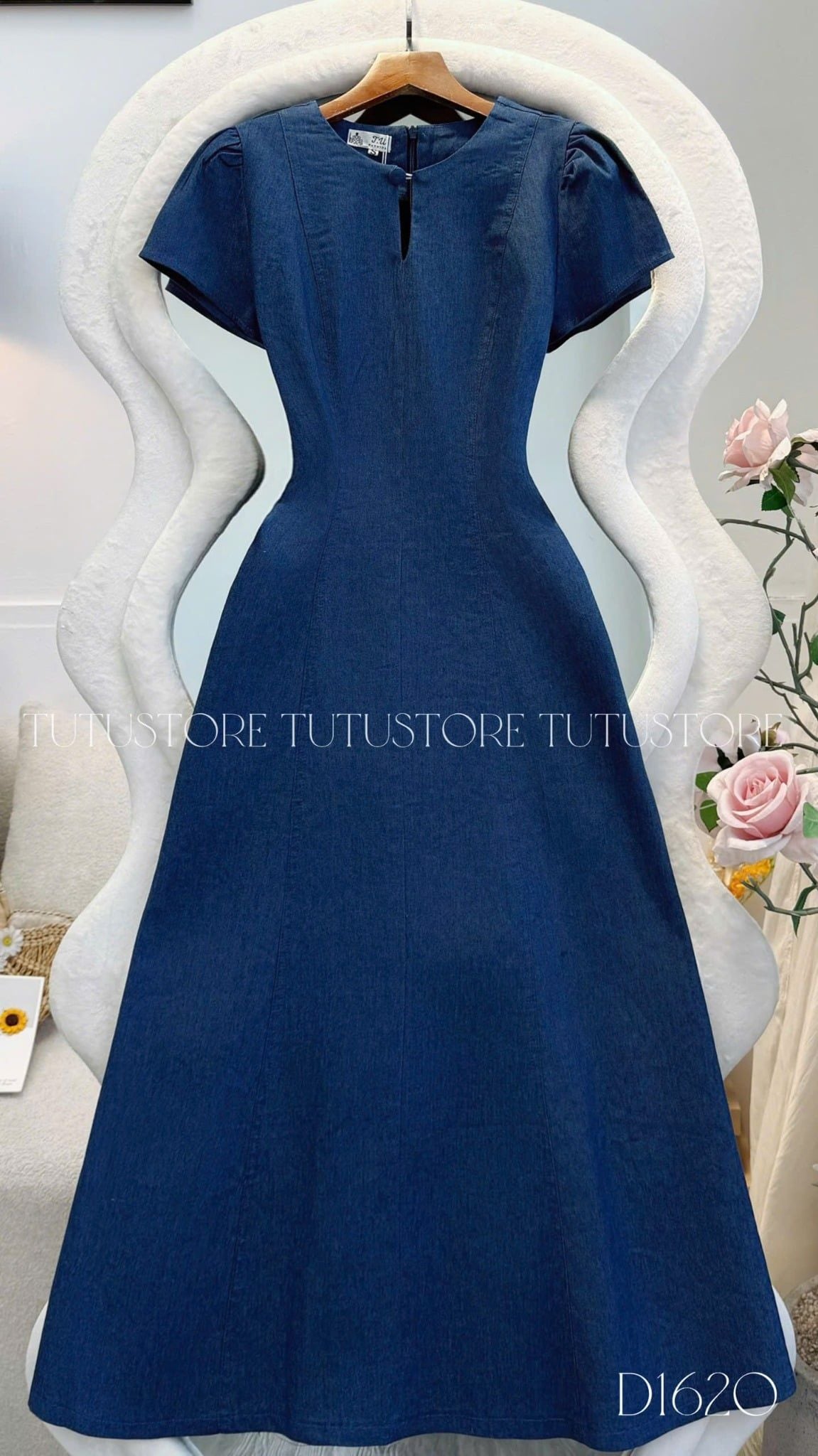 Đầm Thiết Kế Cổ Giọt Nước Dáng Dài Thanh Lịch Công Sở TuTu Store Mã D1620