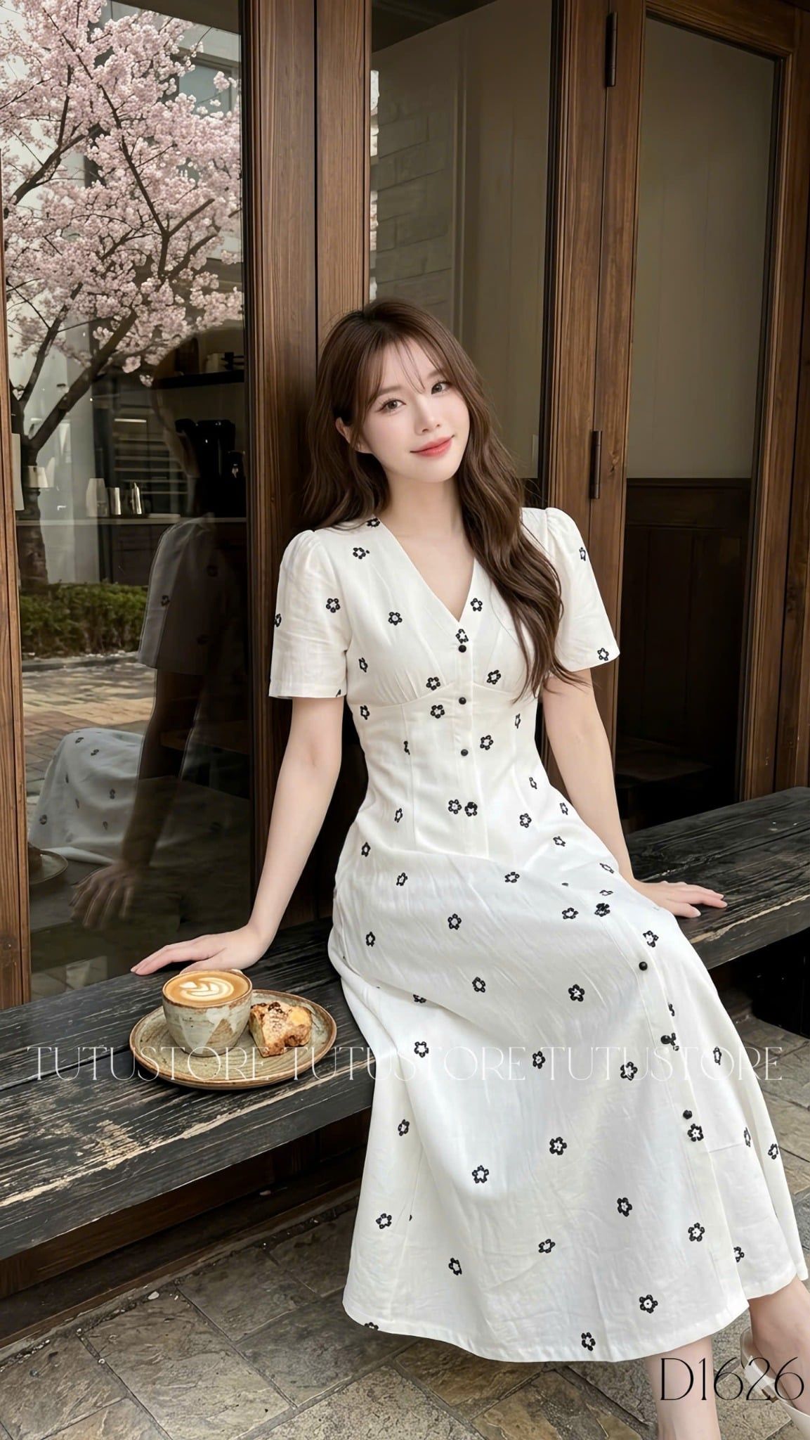 Đầm Xinh Thiết Kế Cổ Tim Hoa Nhí Dáng Dài Đi Chơi TuTu Store Mã D1626