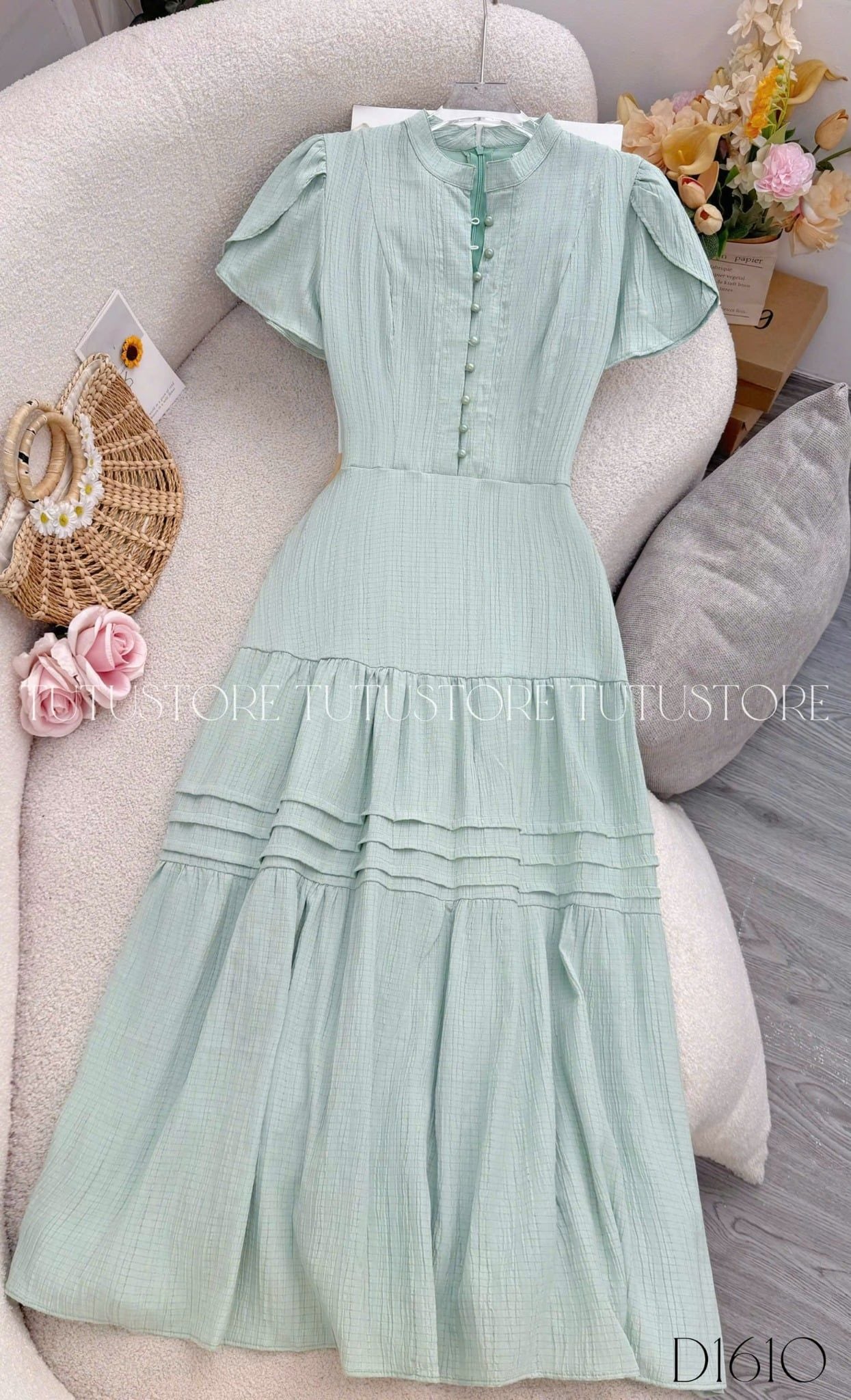 Đầm Thiết Kế Cổ Tròn Dáng Dài Đi Chơi TuTu Store Mã D1610